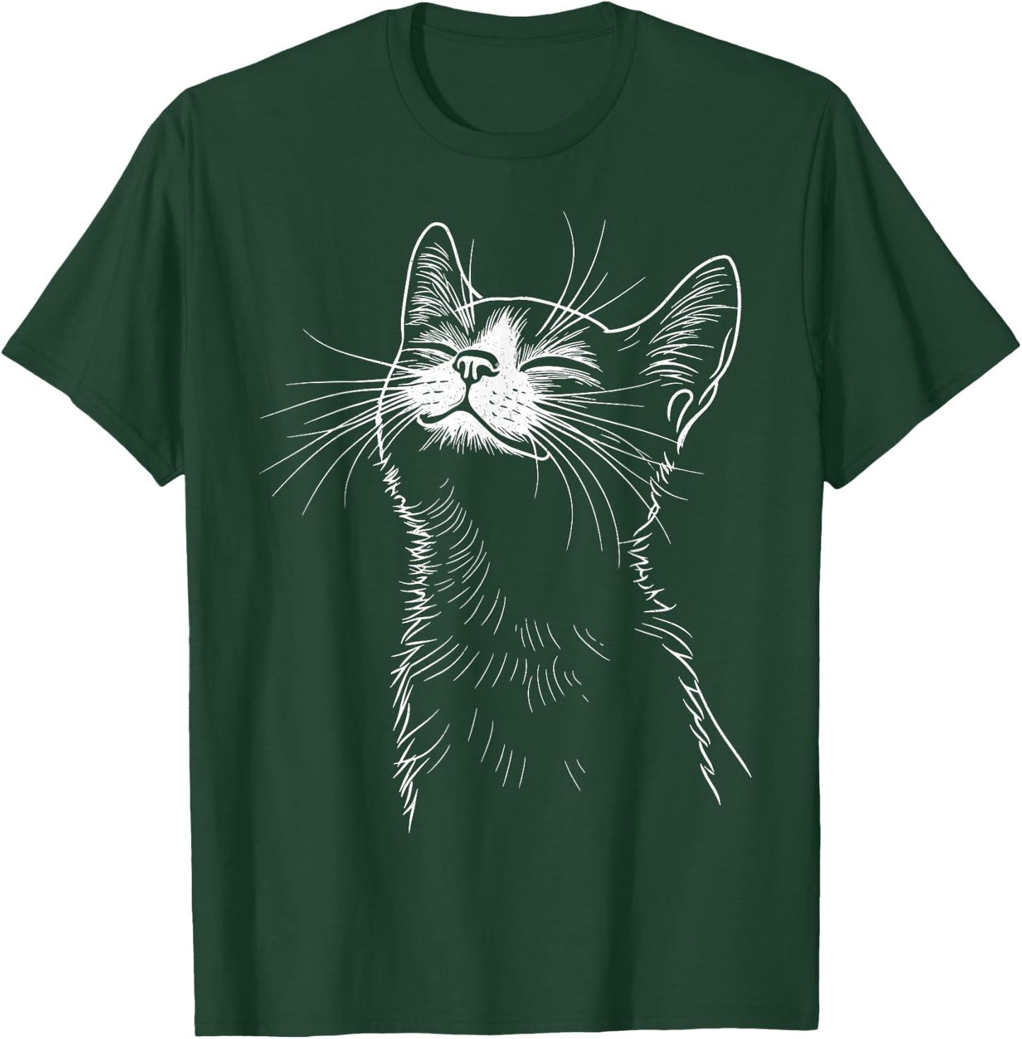 Smiling Cat Minimal – Subtle Cute Kitty T-Shirt - T-Shirt | Forest