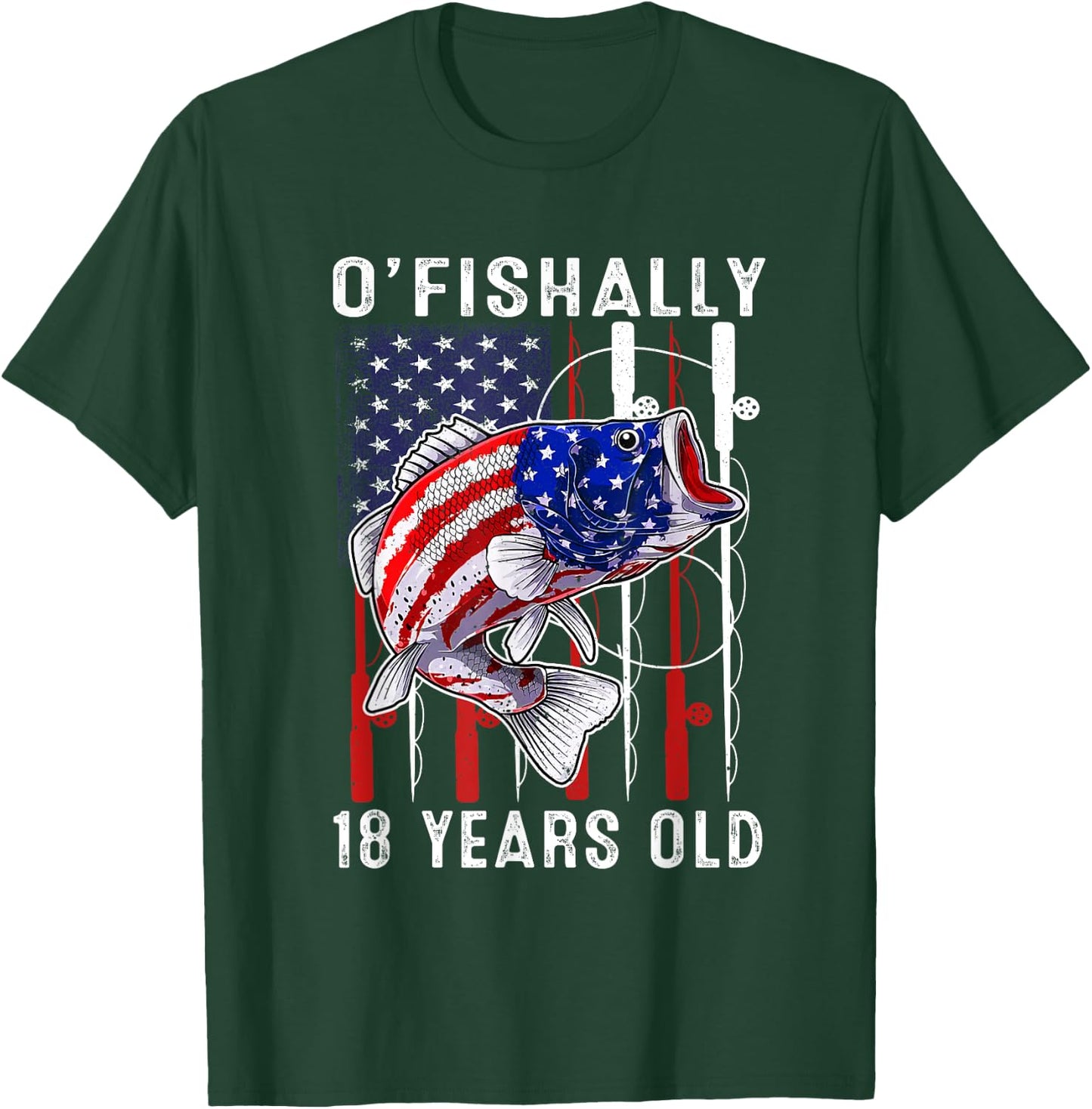 Kids O'fishally 18 Years Old Birthday 18th Birthday Fishing T-Shirt - T-Shirt | Forest