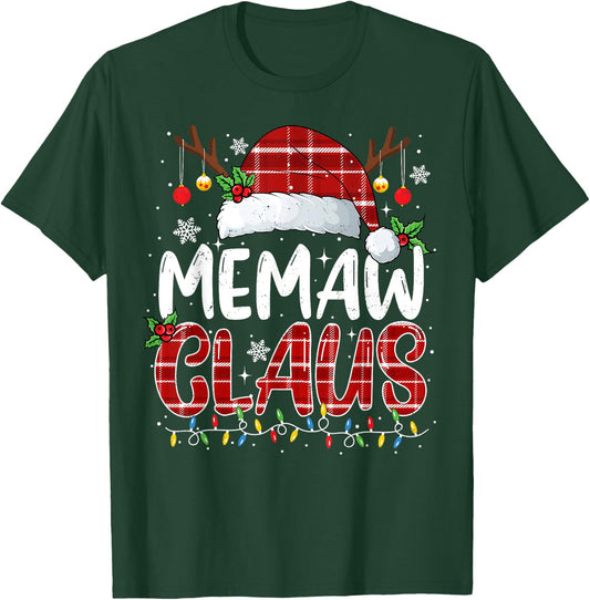Memaw Claus Christmas Lights Pajama Family Matching T-Shirt - T-Shirt | Forest
