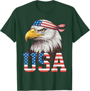 USA American Flag Men Women Kids Bald Eagle Patriotic T-Shirt - T-Shirt | Forest