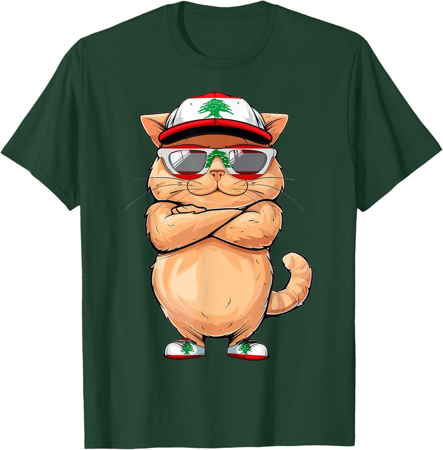 Lebanese Flag Cat Mom Souvenirs Products Kitten Lebanon T-Shirt - T-Shirt | Forest