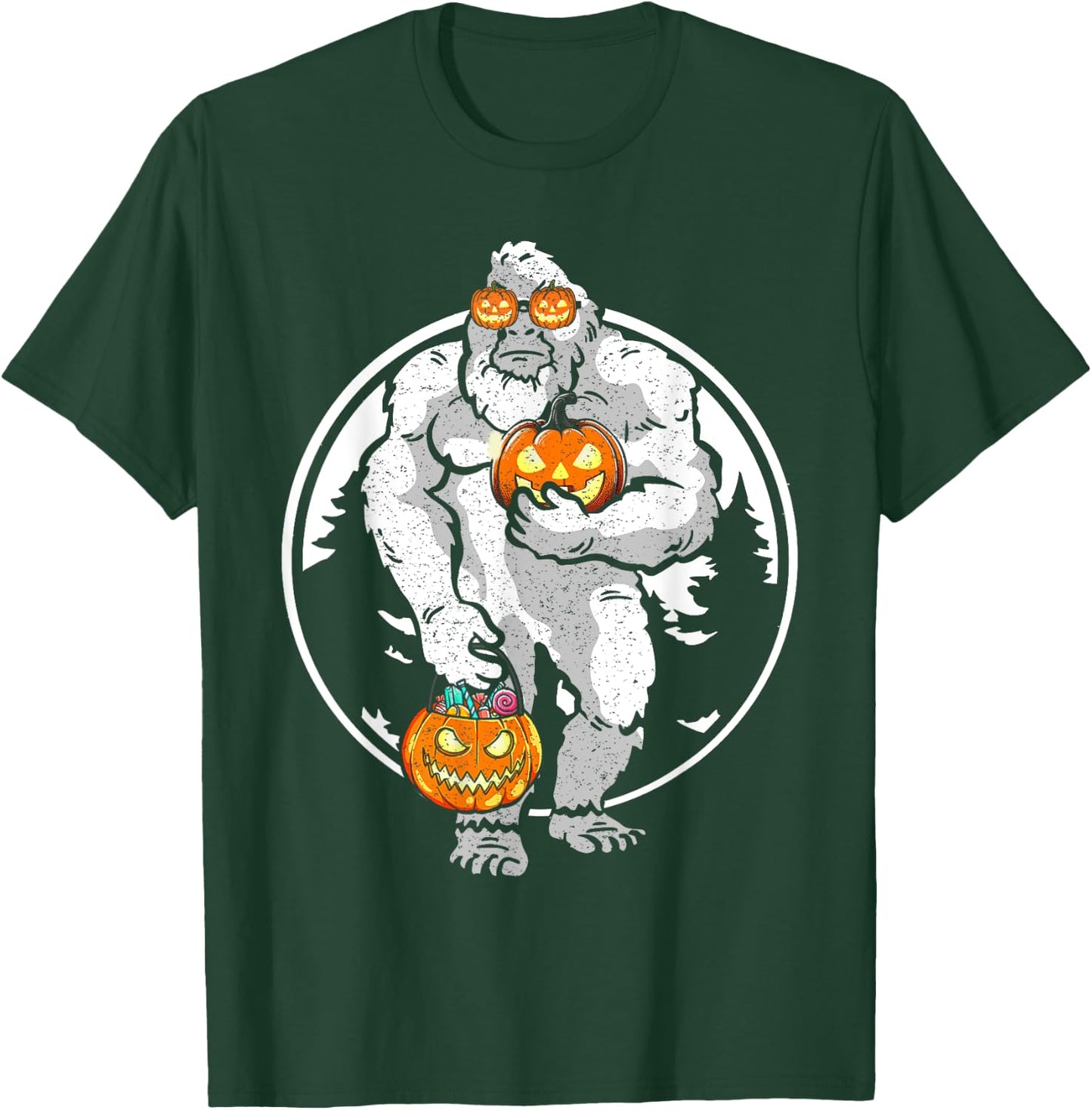 Bigfoot Yeti Pumpkin Candy Funny Halloween Sasquatch Costume T-Shirt - T-Shirt | Forest