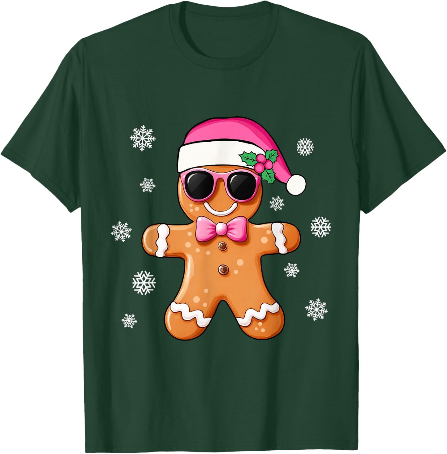 Gingerbread Man Pink Christmas Cookie Costume Baking Team T-Shirt - T-Shirt | Forest
