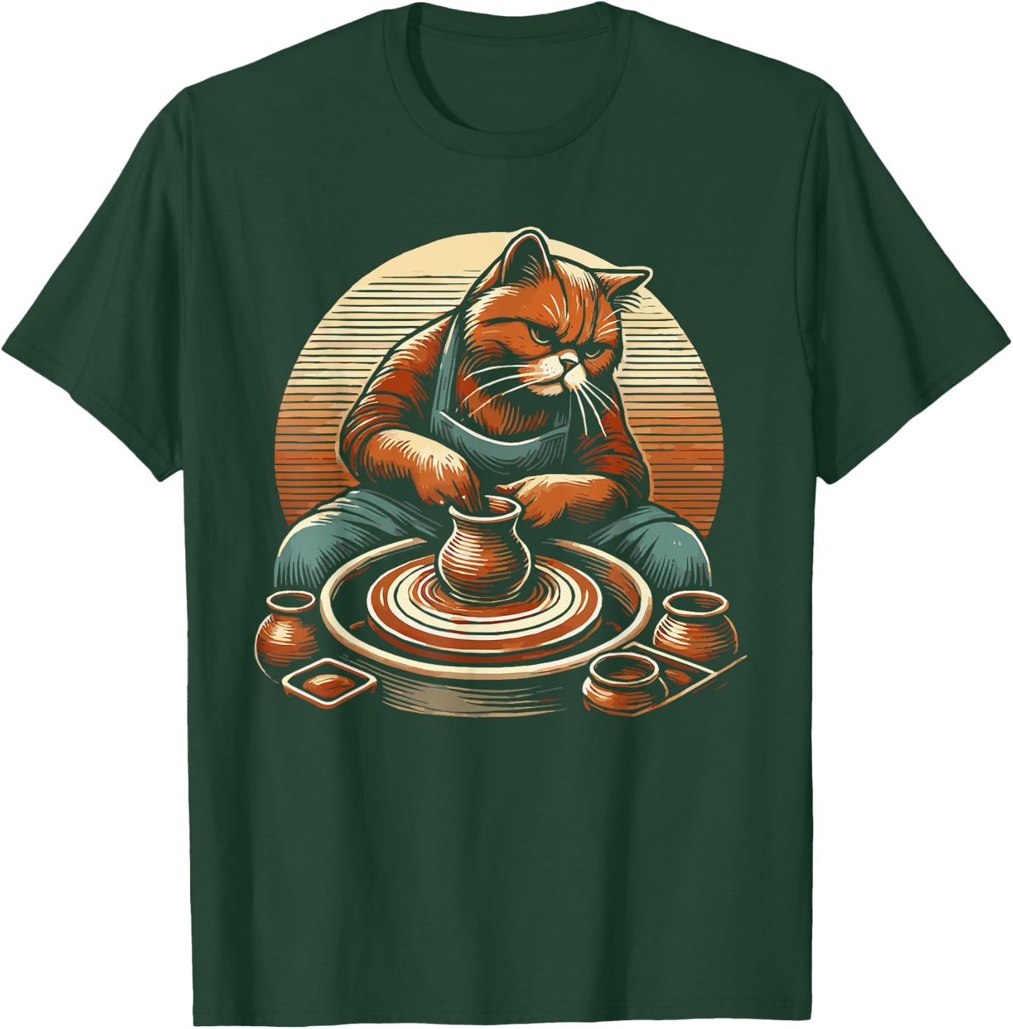 Cat Pottery Ceramics Clay Potter Kiln Pot Making T-Shirt - T-Shirt | Forest