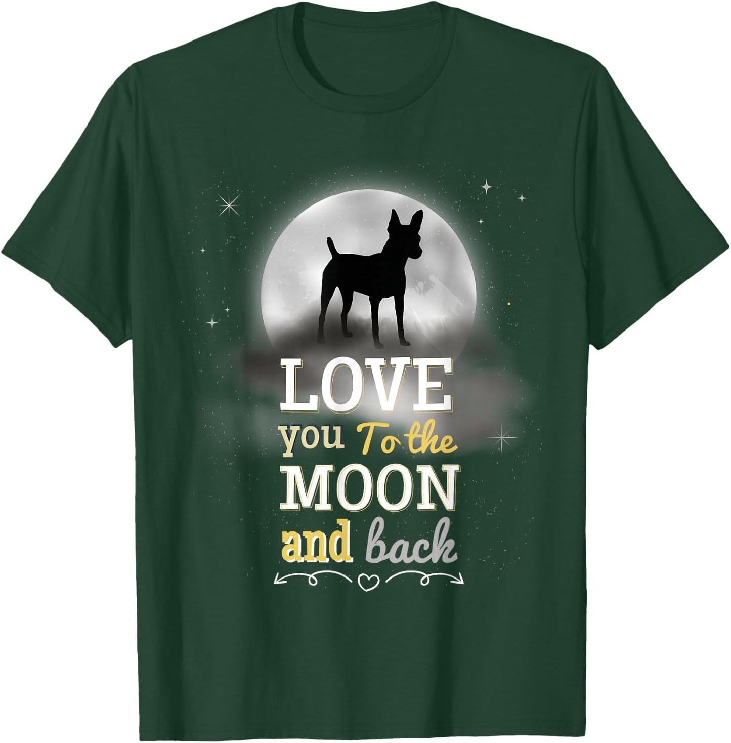 American Toy Fox Terrier Dog Love To The Moon T-Shirt - T-Shirt | Forest