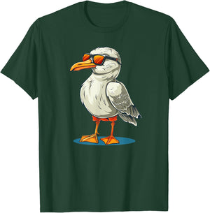Funny Seagull in Shorts Outfit for Boys and Girls T-Shirt - T-Shirt | Forest