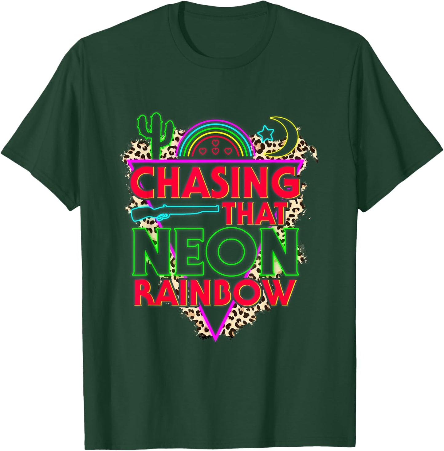 Vintage Country Music Chasing That's Neon Rainbows For T-Shirt - T-Shirt | Forest