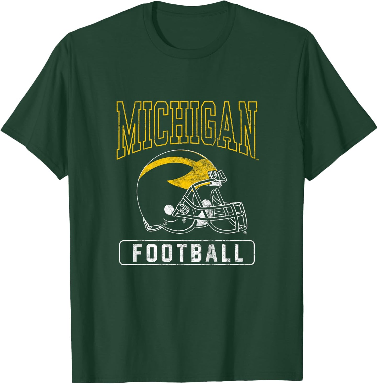 Kids University of Michigan Wolverines U of M Football Helmet T-Shirt - T-Shirt | Forest