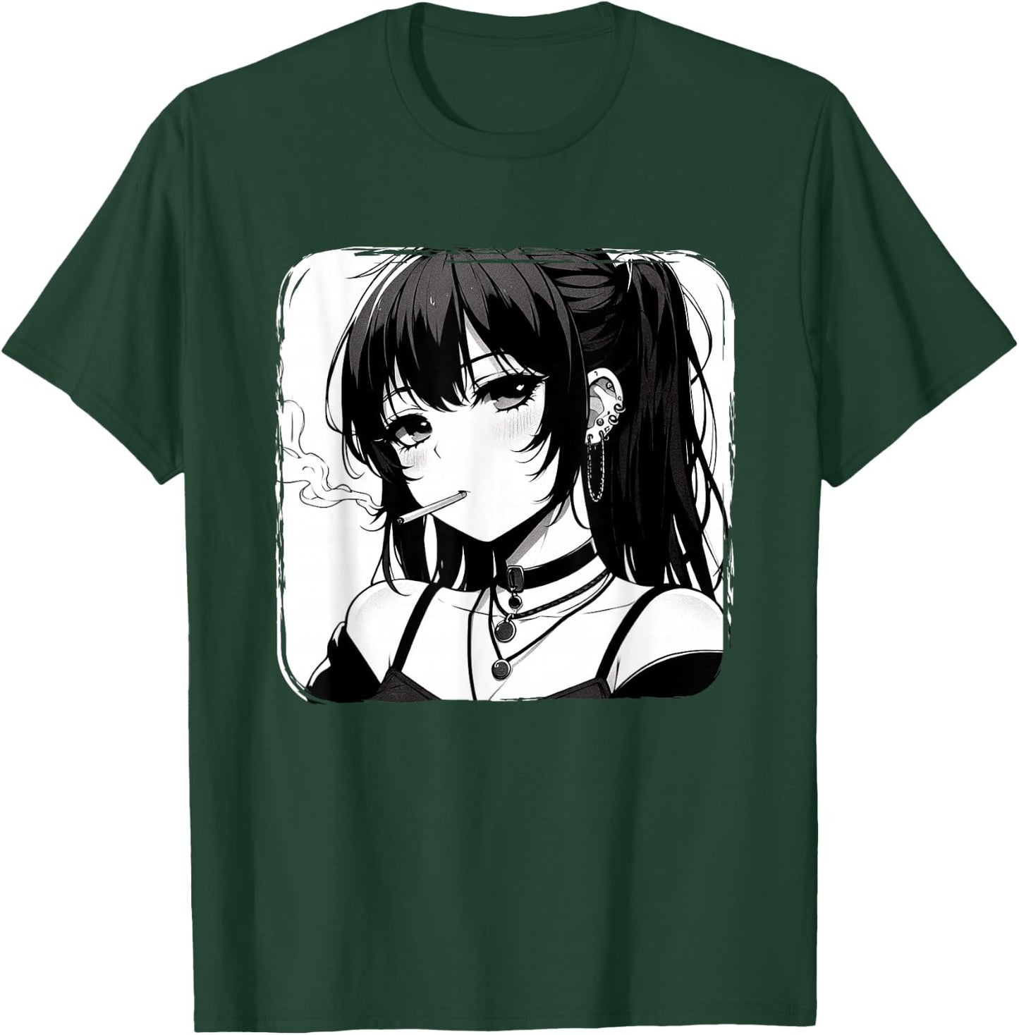 Anime Horror Girl Aesthetic Grunge Waifu Japanese Otaku T-Shirt - T-Shirt | Forest