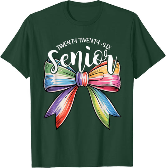 Senior 2026 Coquette Bow Class of 2026 Graduation Girl Women T-Shirt - T-Shirt | Forest