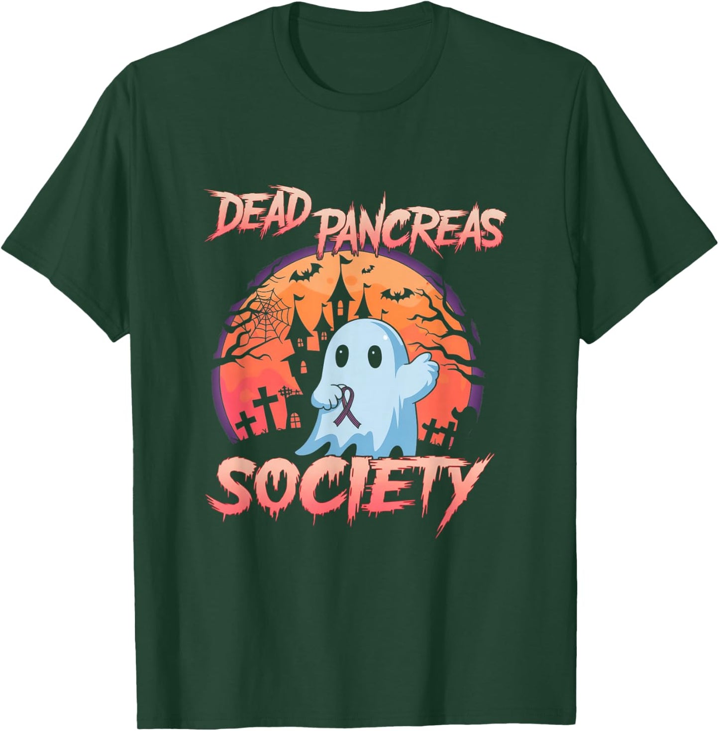 Diabetes Awareness Dead Pancreas Society Ghost Halloween T-Shirt - T-Shirt | Forest