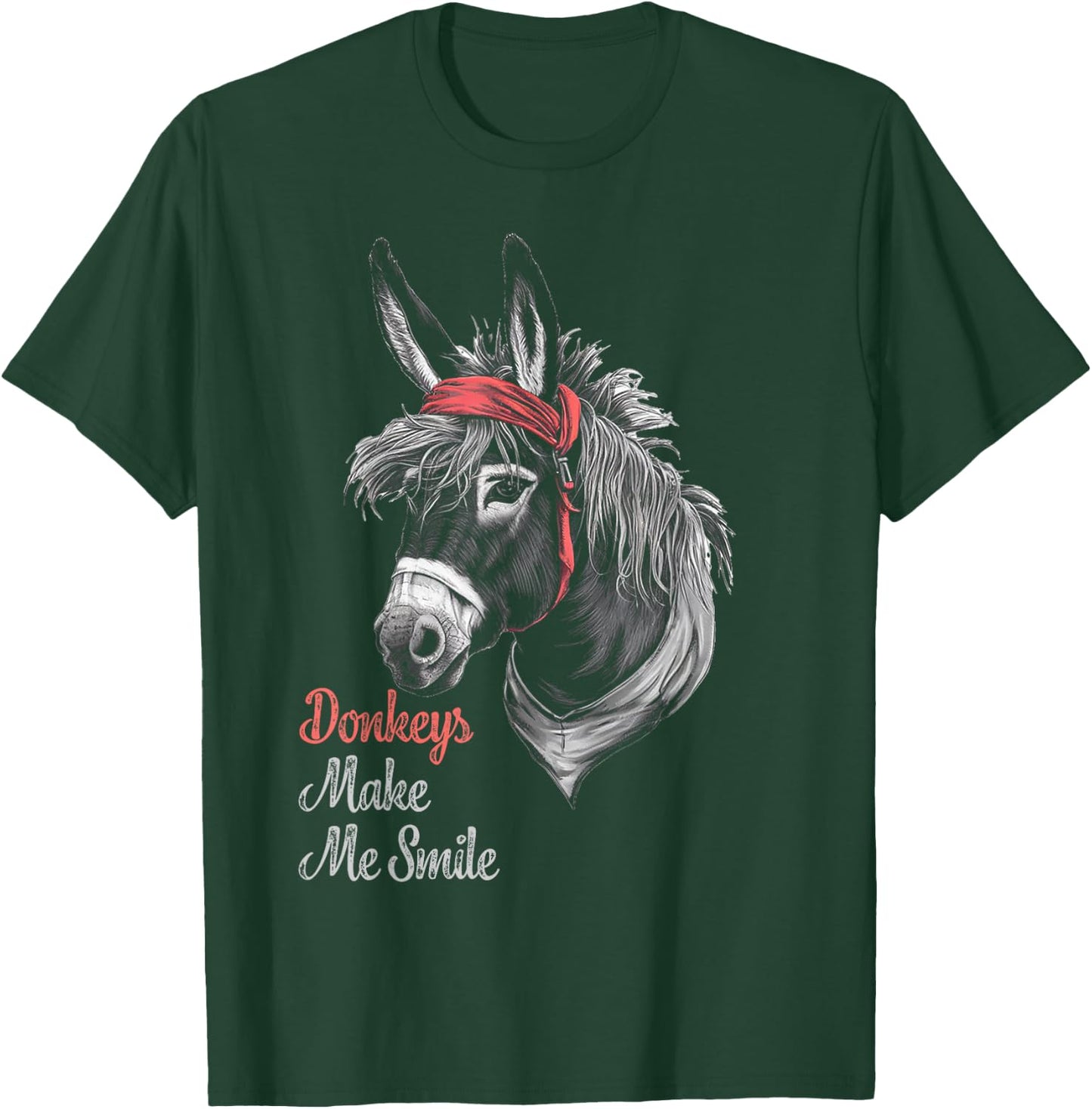 Donkeys Make Me Smile Cute Miniature DonkeyTail Red Bandana T-Shirt - T-Shirt | Forest
