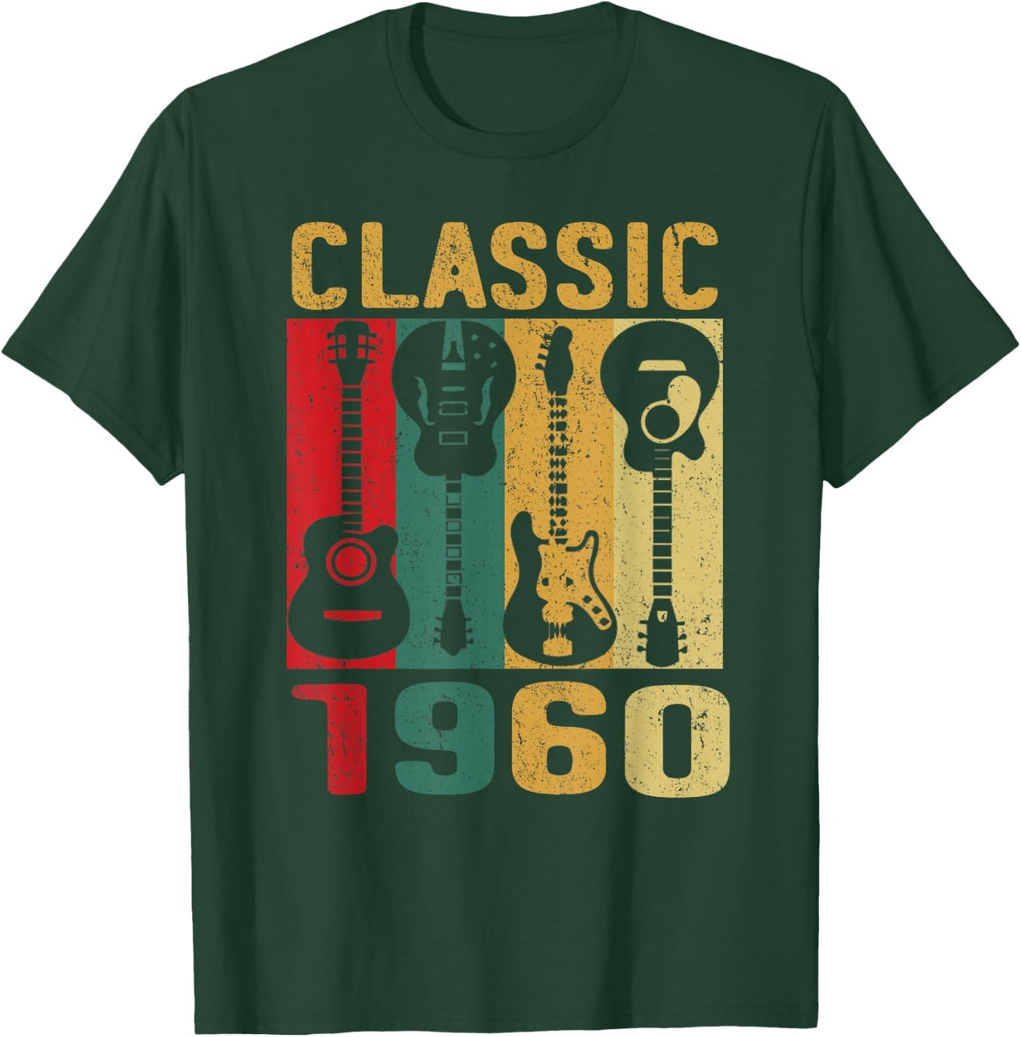 Vintage 1960 Funny 65 Birthday For Guitar Lover T-Shirt - T-Shirt | Forest
