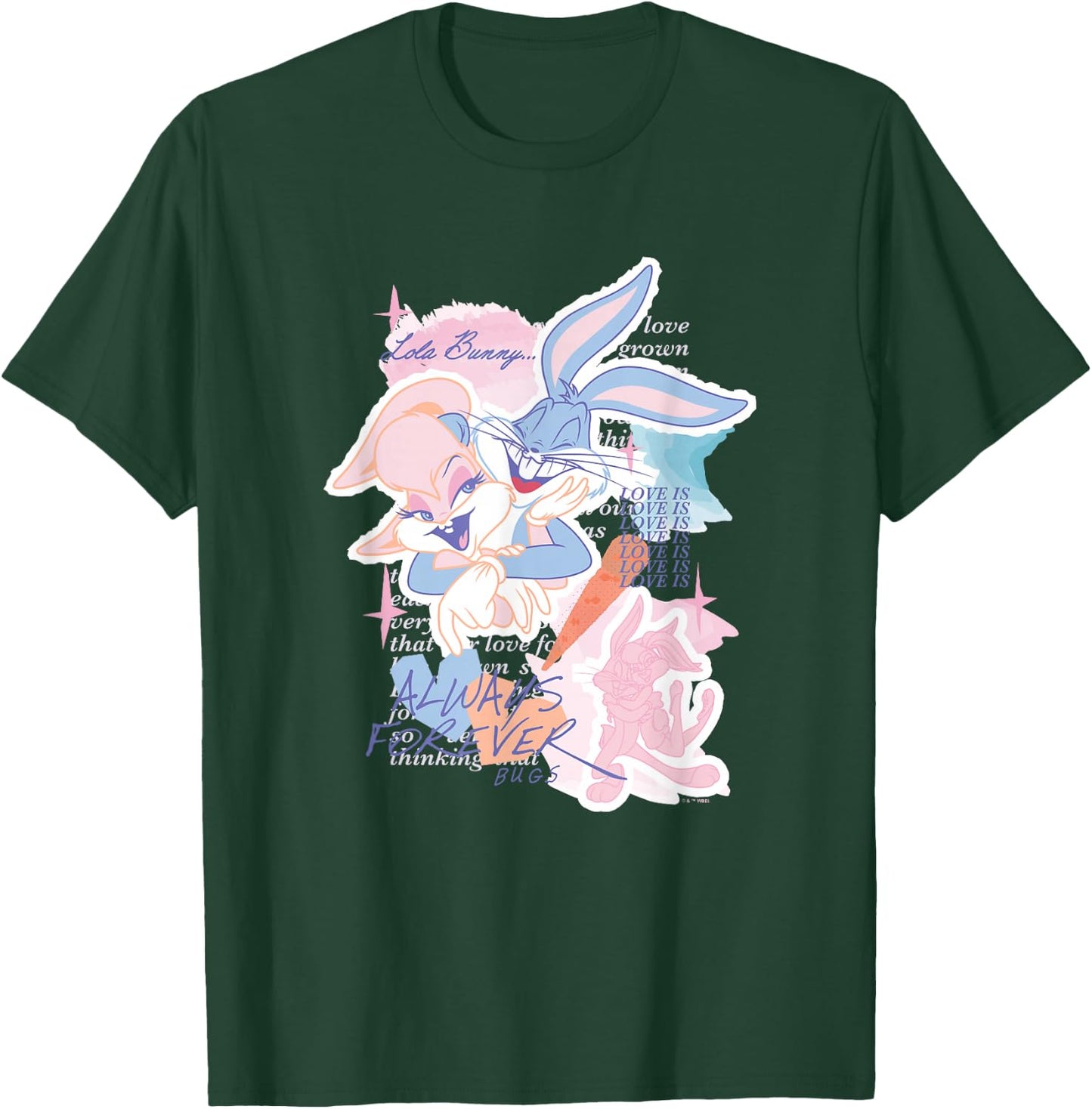 Looney Tunes Bugs Bunny Lola Bunny Always Forever Love Logo T-Shirt - T-Shirt | Forest