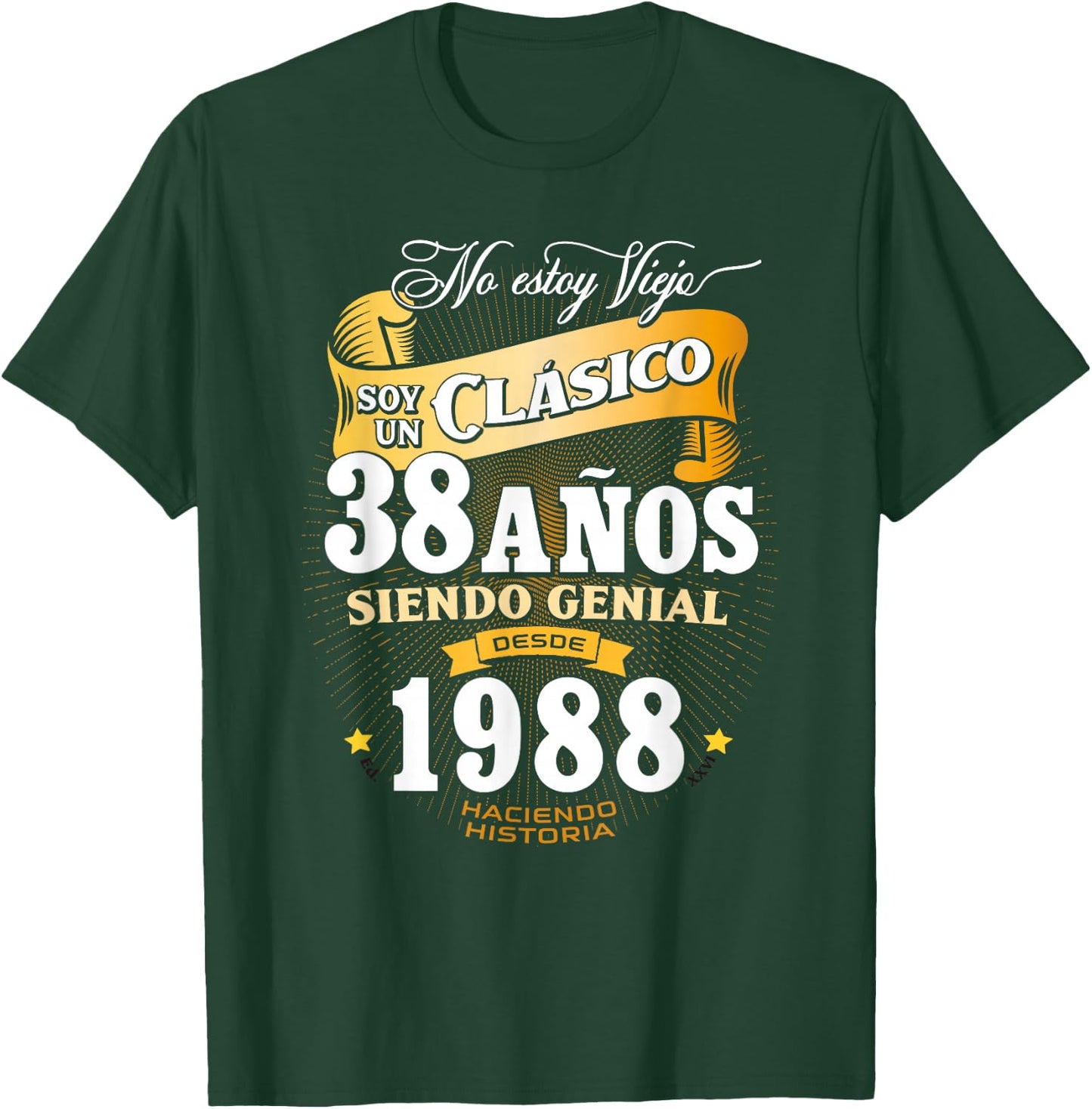 Vintage 38st Birthday Men Funny 1988 38 Birthday Spanish T-Shirt - T-Shirt | Forest