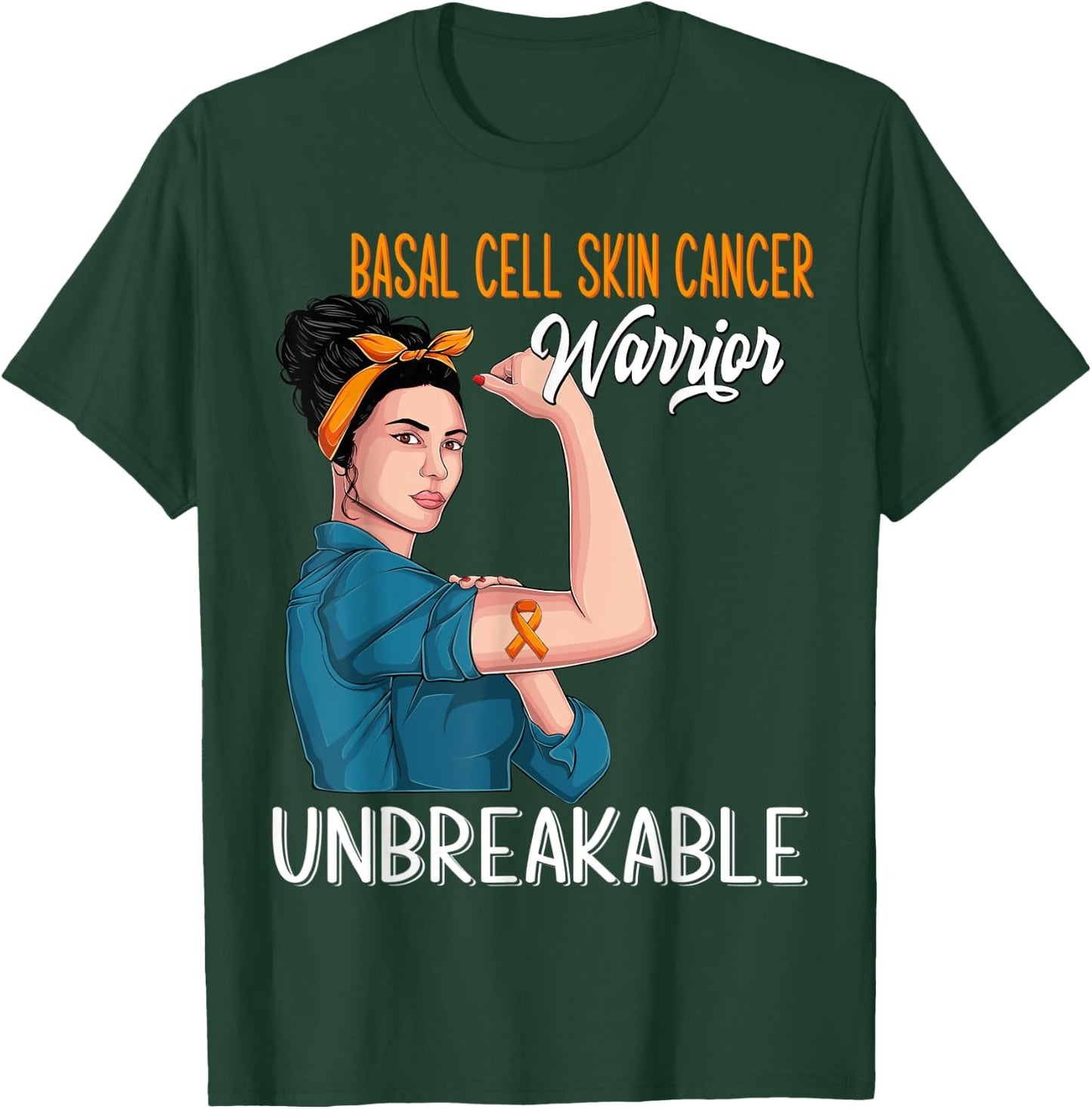 Basal Cell Skin Cancer Awareness Warrior Unbreakable T-Shirt - T-Shirt | Forest