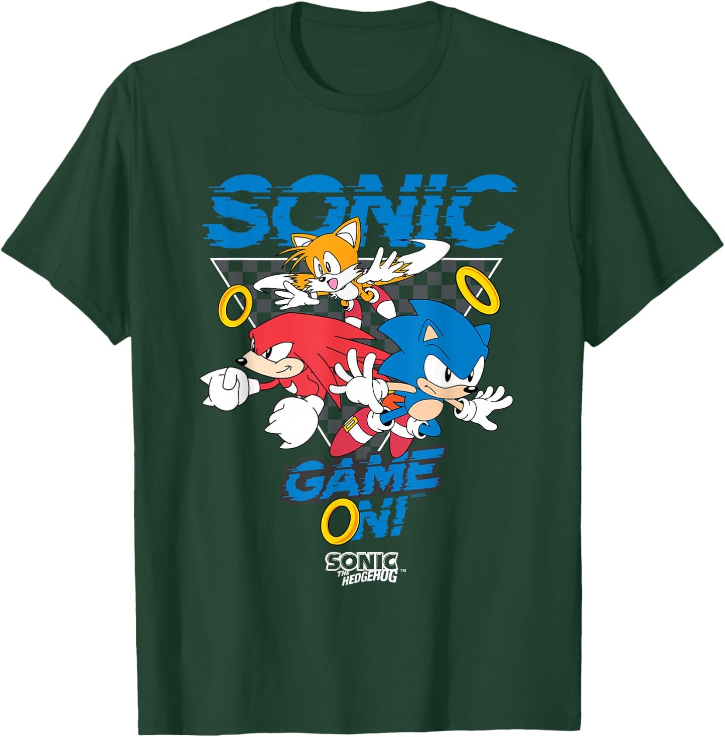 Sonic The Hedgehog Game On! Main Trio Retro Group Shot T-Shirt - T-Shirt | Forest