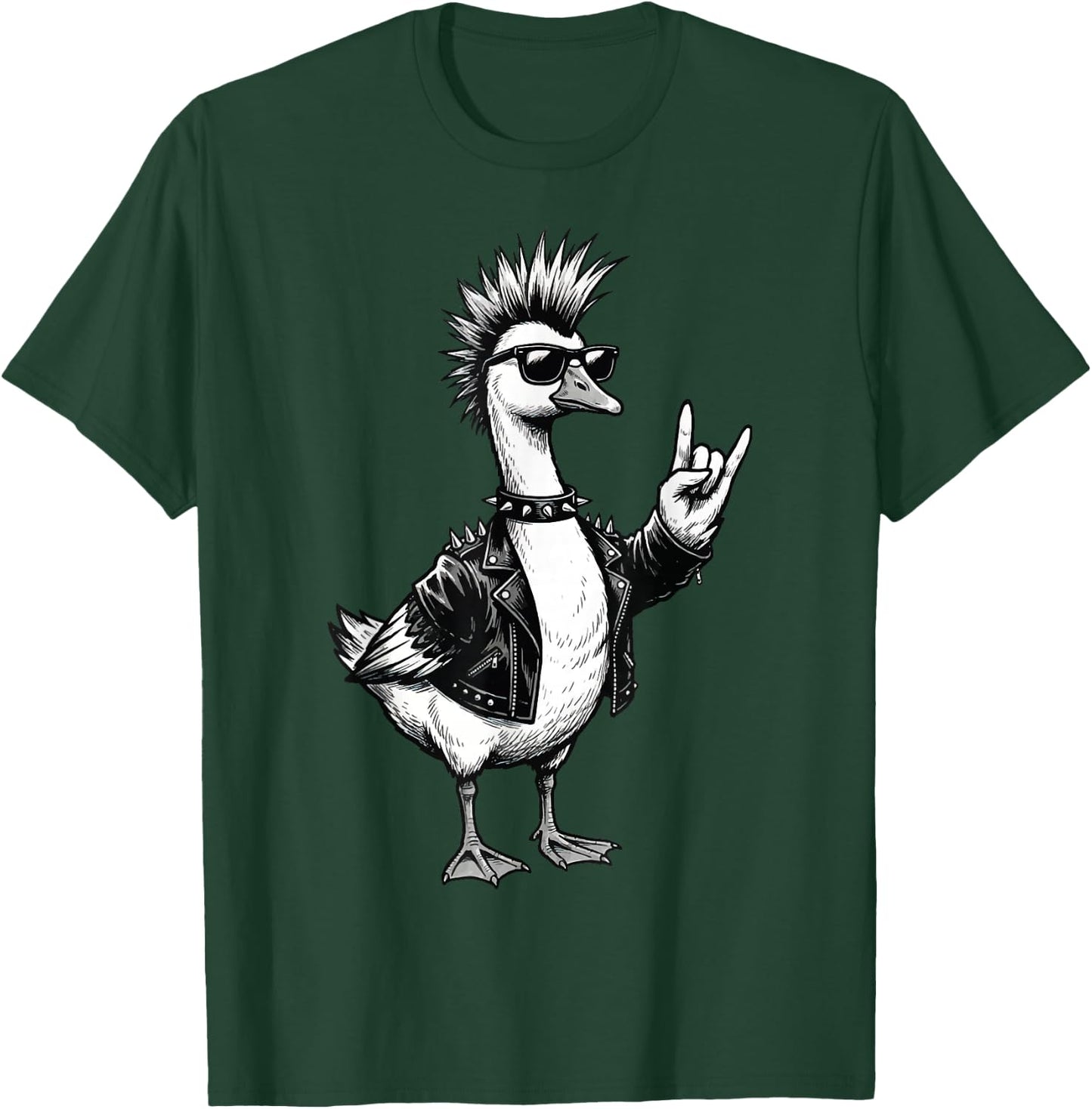 Goose Punk Rock Duck Alternative T-Shirt - T-Shirt | Forest