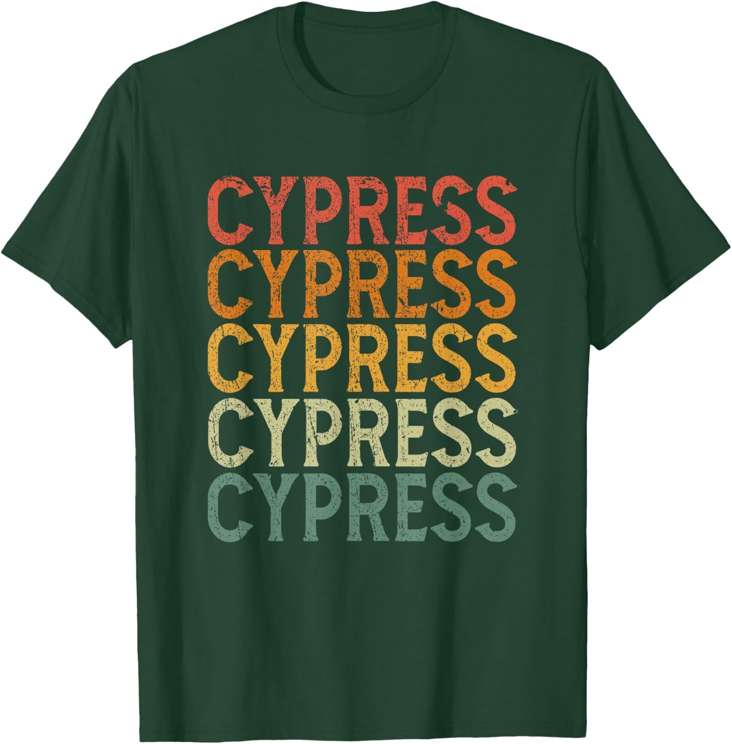Retro Custom First Name Cypress T-Shirt - T-Shirt | Forest