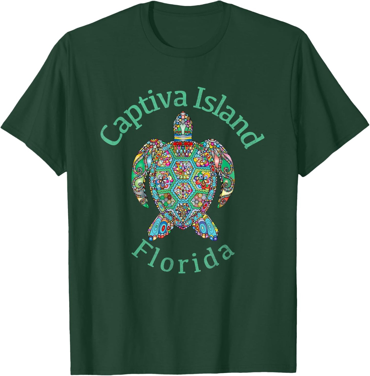 Captiva Island, Florida Tribal Turtle Gift T-Shirt - T-Shirt | Forest