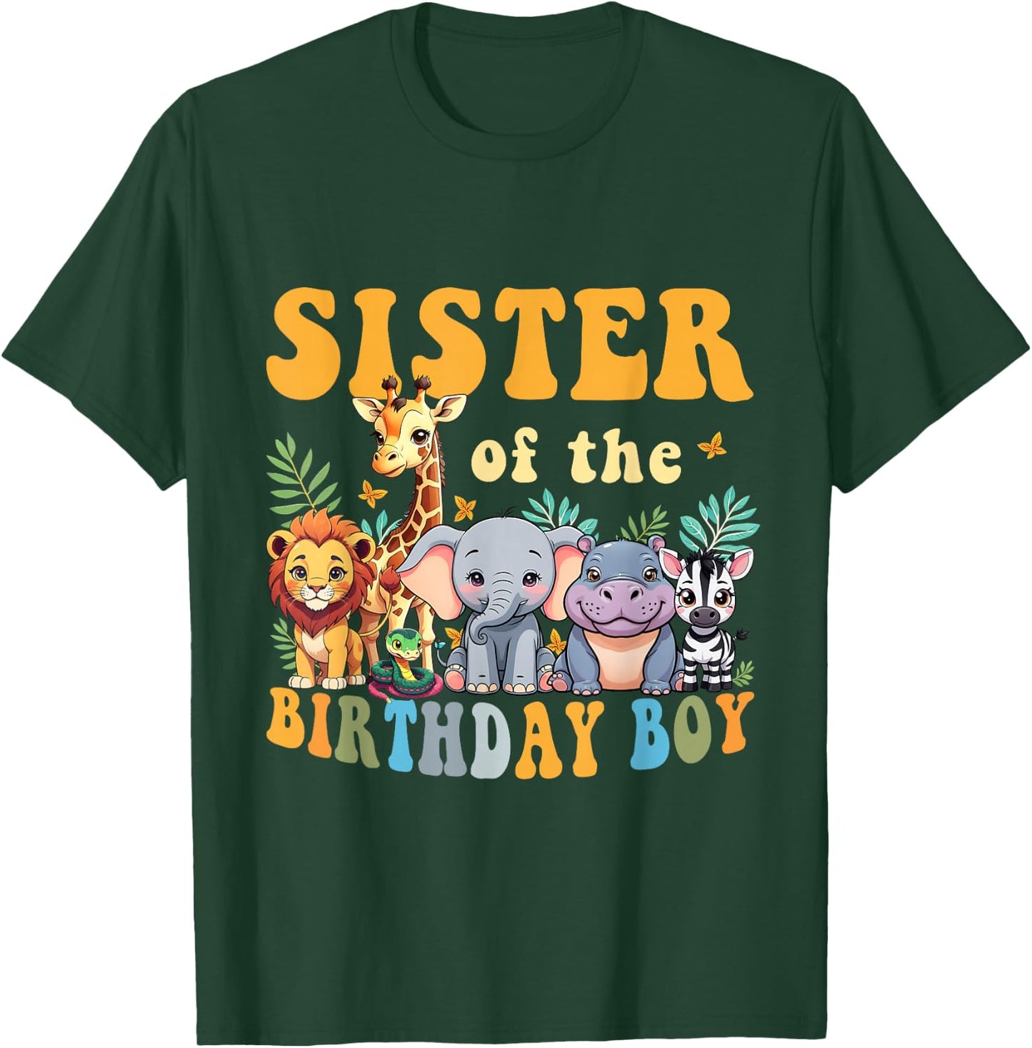Sister of the Birthday Boy Kid Safari Jungle Animal Matching T-Shirt - T-Shirt | Forest