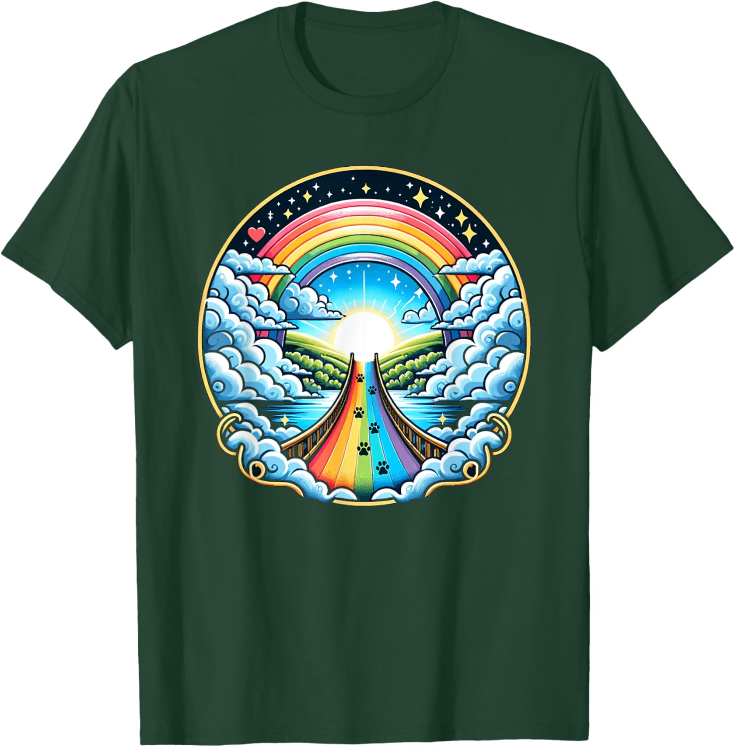 Loss of a Beloved Cat Dog. Rainbow Bridge Theme T-Shirt - T-Shirt | Forest