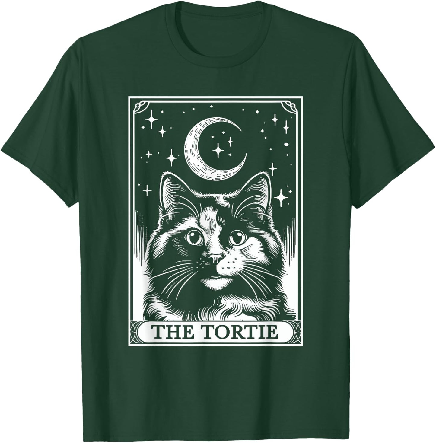 Tarot Card Vintage Crescent Moon Tortie Cat Mom Cat Lovers Women Kids T-Shirt - T-Shirt | Forest