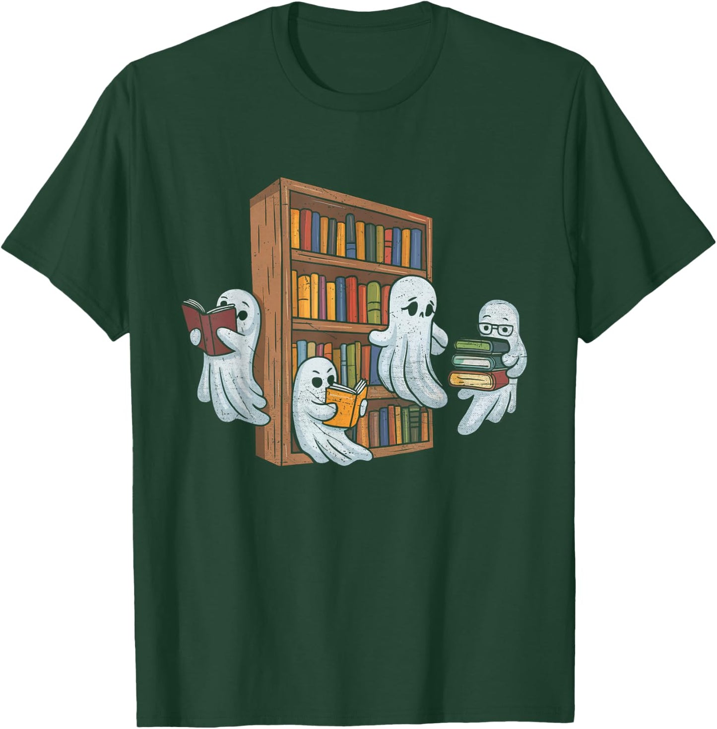 Ghosts Reading Books Teacher Halloween Librarian Book Lover T-Shirt - T-Shirt | Forest