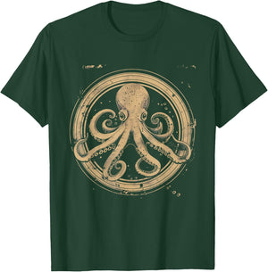 Octopus Artwork Marine Mammal Ocean Sea Animal Lover T-Shirt - T-Shirt | Forest