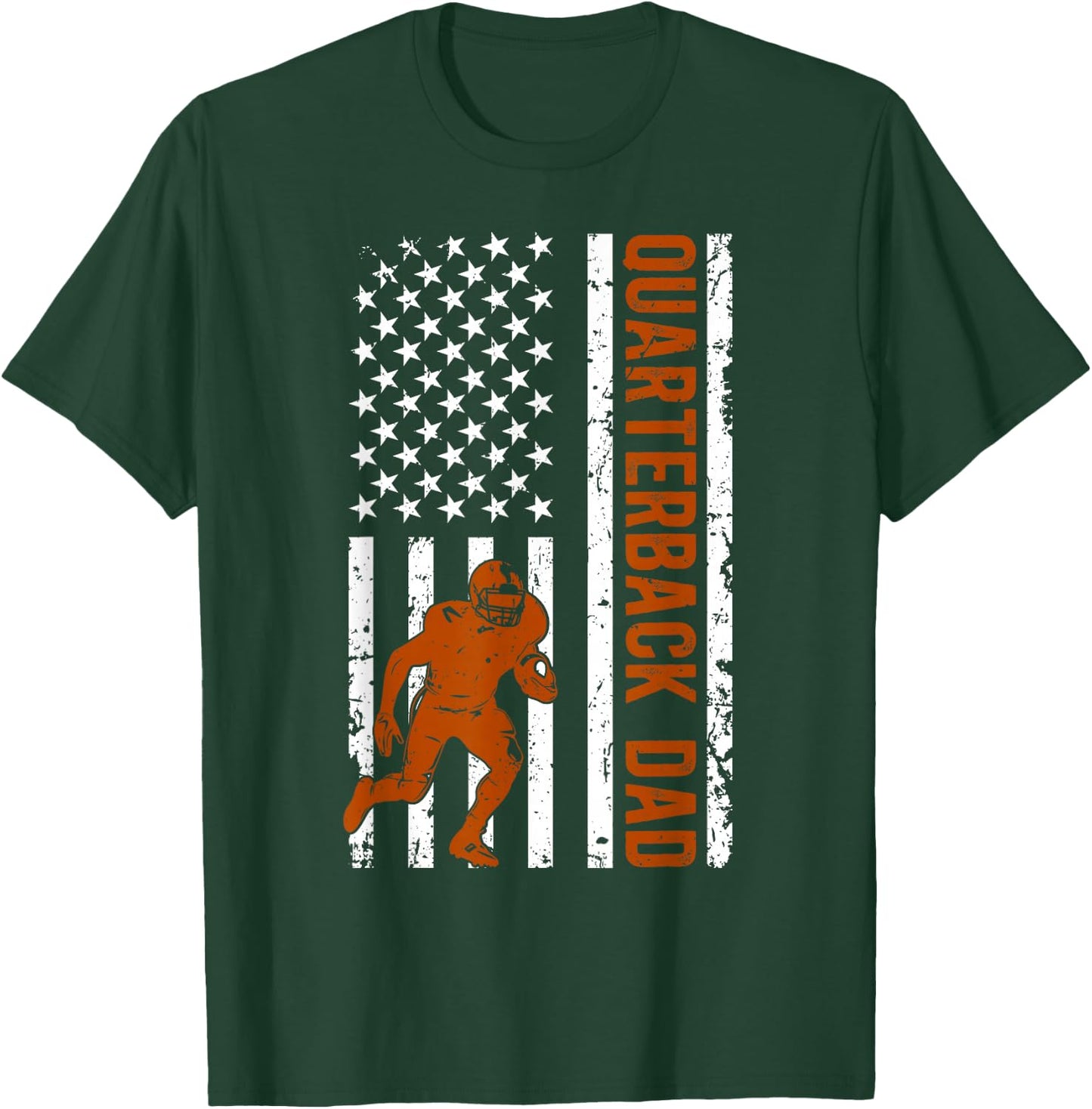 Quarterback Dad Of A Football Quarterback Father US Flag T-Shirt - T-Shirt | Forest