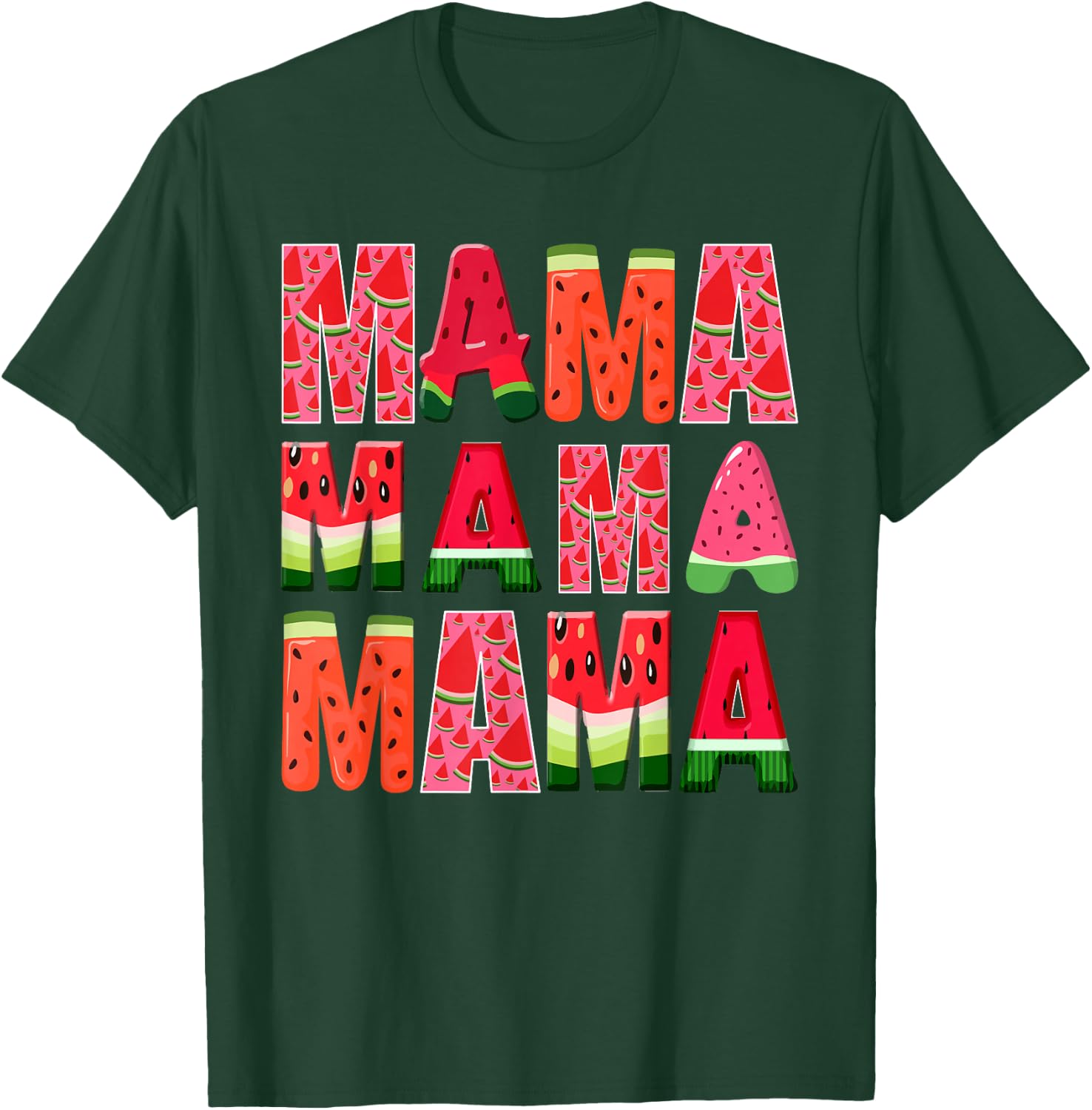 Watermelon Mama Summer Tropical Fruit Lovers Mom T-Shirt - T-Shirt | Forest