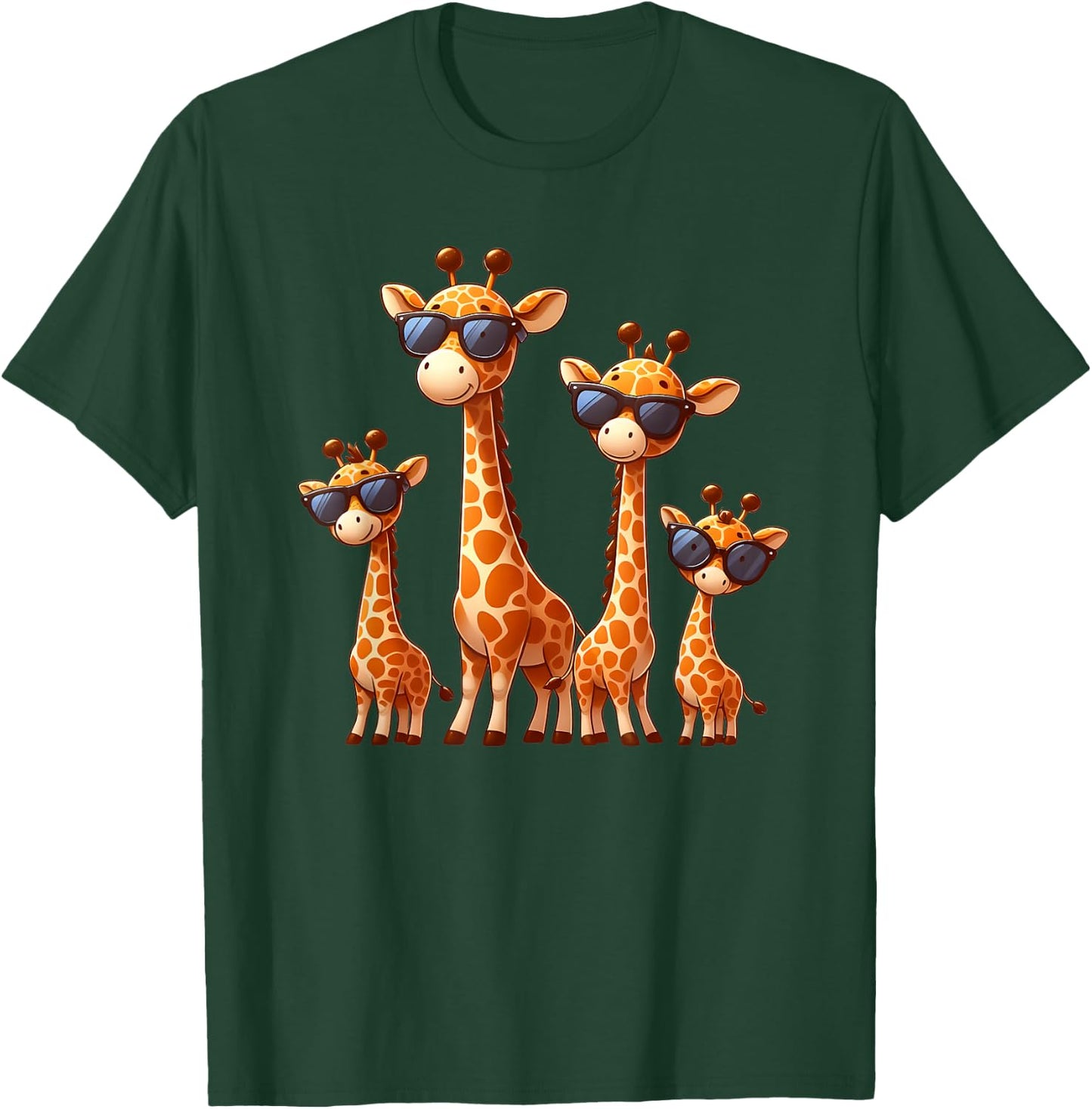 Giraffe Family Sunglasses Safari Zoo Lover Cartoon Giraffes T-Shirt - T-Shirt | Forest