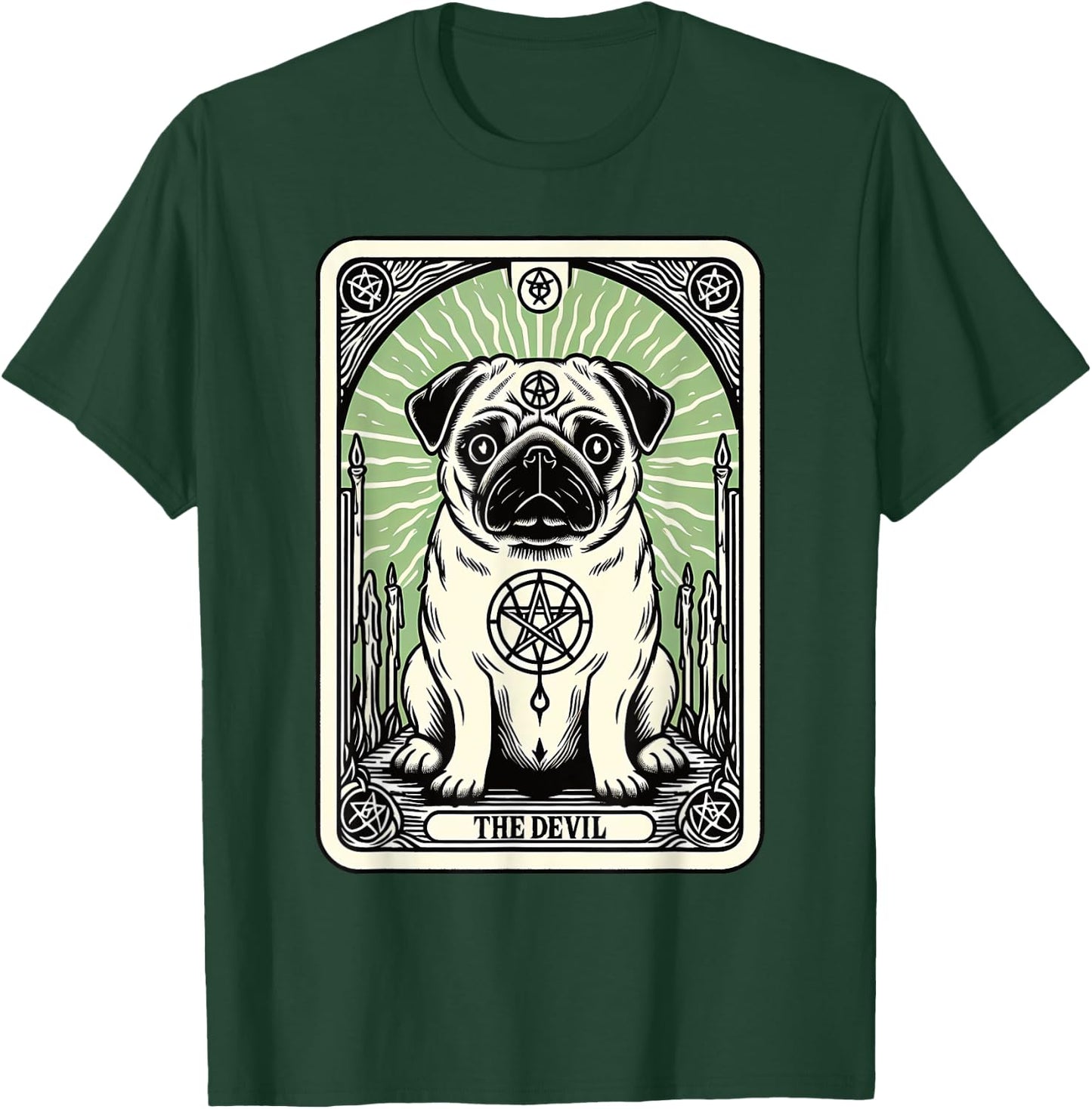 Tarot Card Dog The Devil, Satanic Goth Halloween Pug Women T-Shirt - T-Shirt | Forest