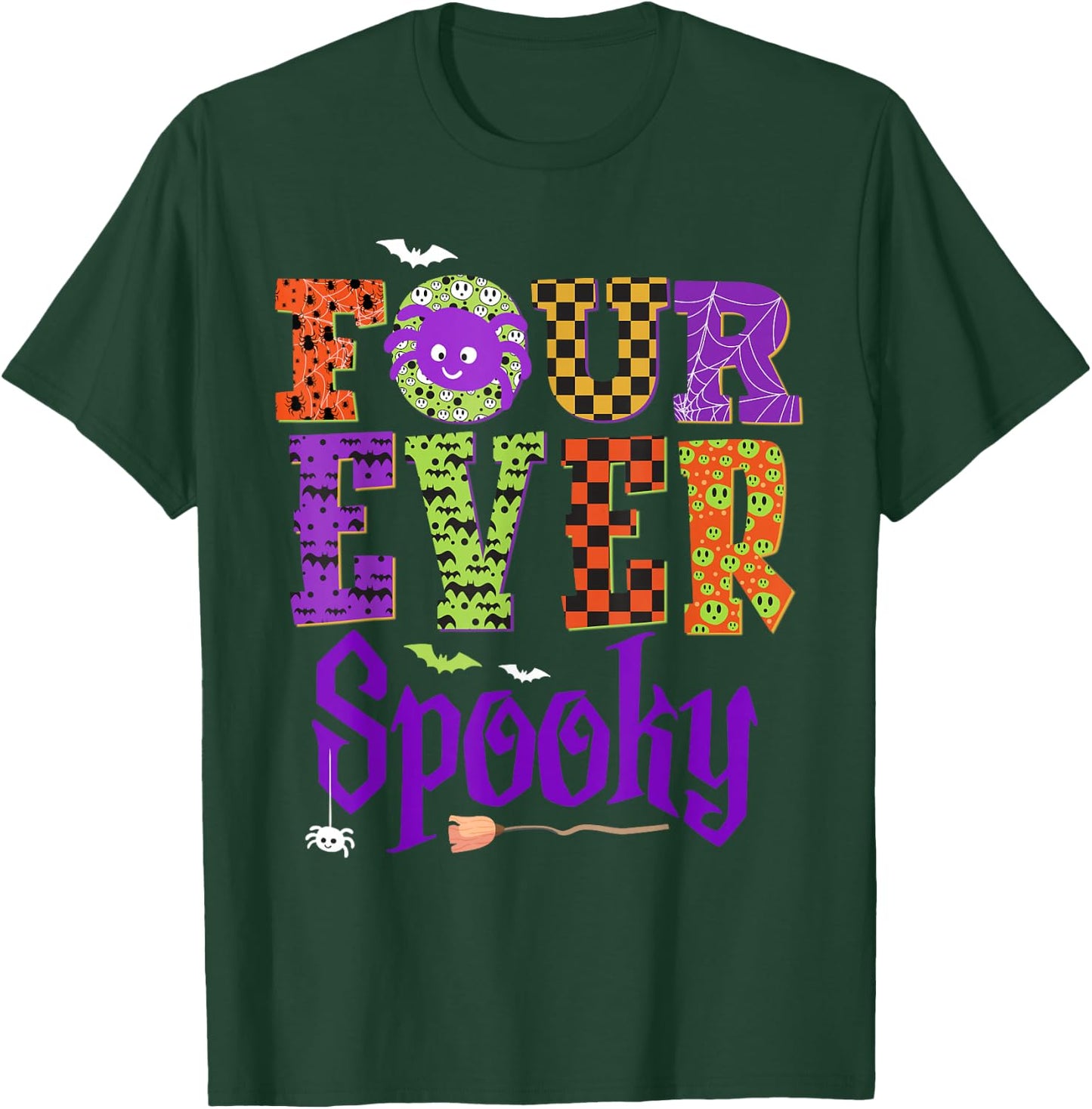 Four Ever Spooky Ghost Halloween 4th Birthday Party Kids T-Shirt - T-Shirt | Forest