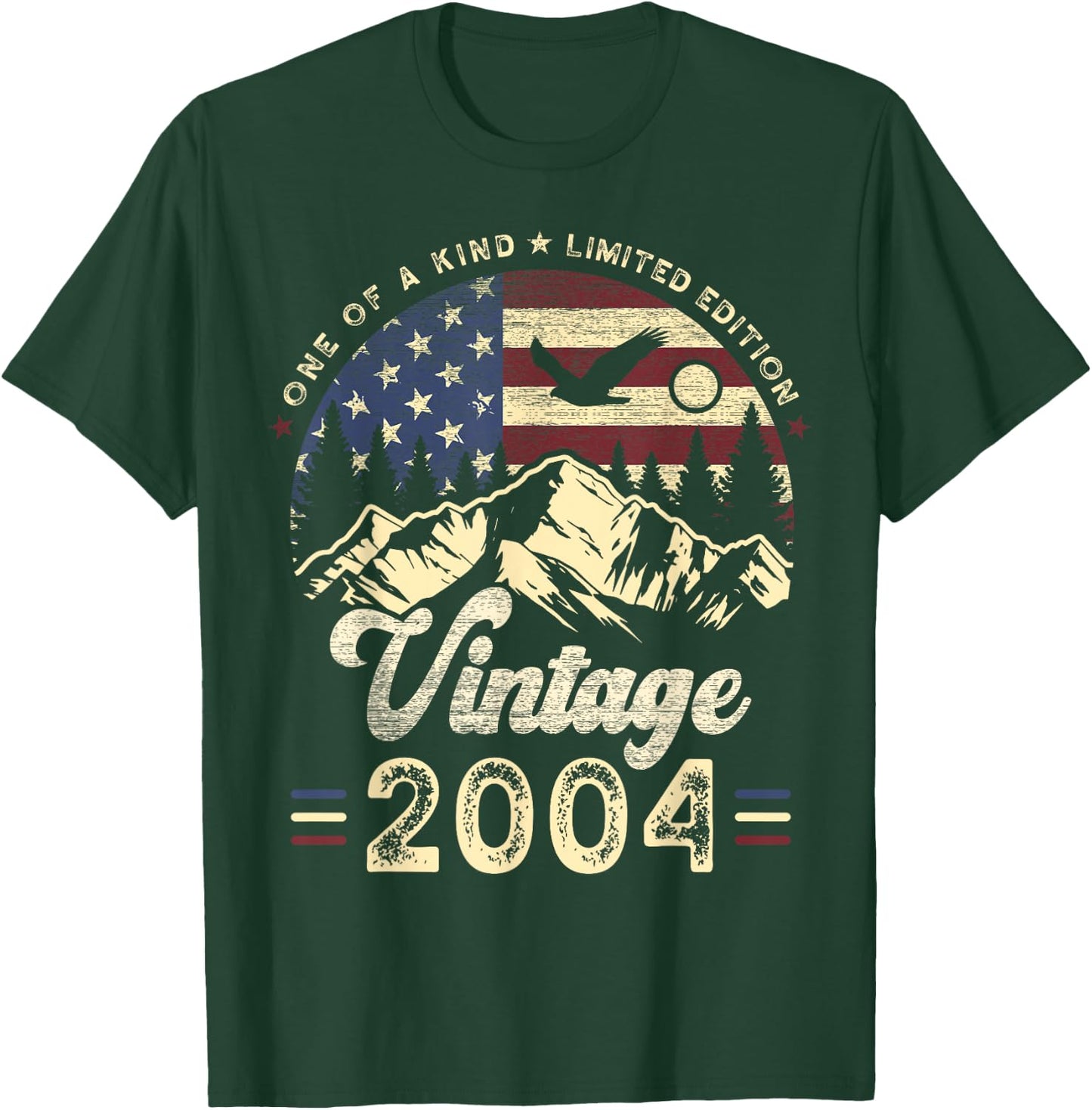 Vintage 2004 American Flag Patriotic Eagle 21st Birthday T-Shirt - T-Shirt | Forest