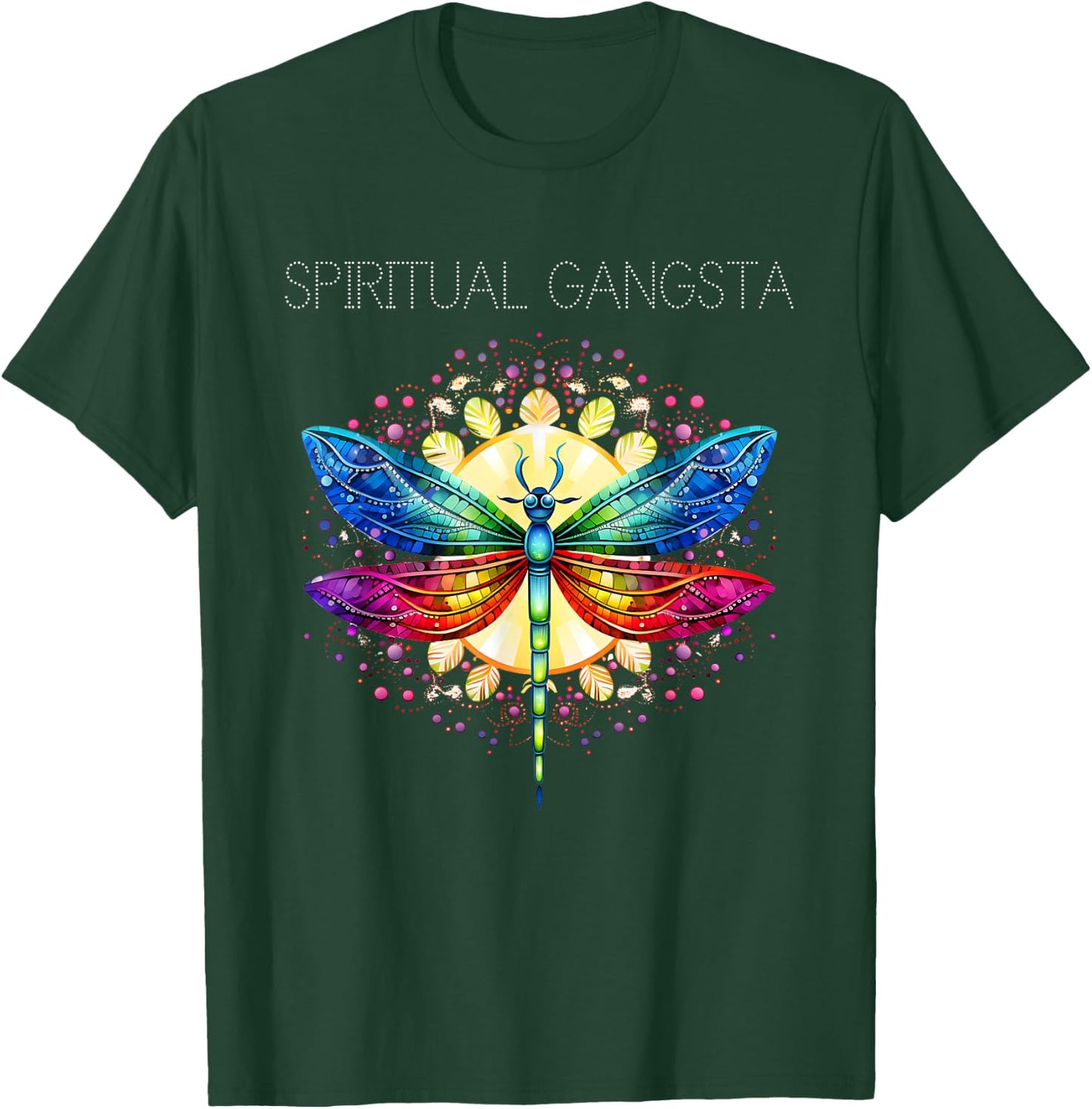 Spiritual Gangsta Dragonfly Yoga Meditation Mandala T-Shirt - T-Shirt | Forest