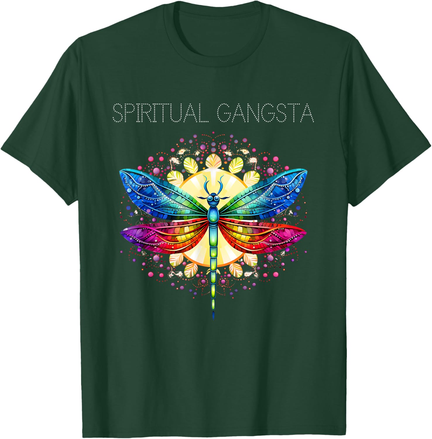 Spiritual Gangsta Dragonfly Yoga Meditation Mandala T-Shirt - T-Shirt | Forest