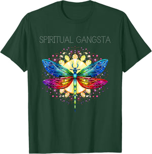 Spiritual Gangsta Dragonfly Yoga Meditation Mandala T-Shirt - T-Shirt | Forest