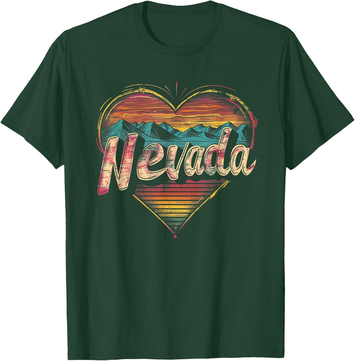Nevada - Heart Vintage Love Women Kids Retro Graphic Cool T-Shirt - T-Shirt | Forest