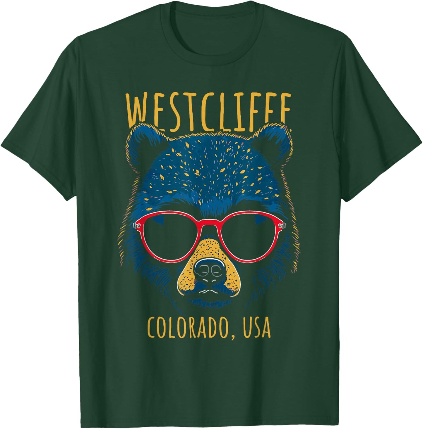 Westcliffe Colorado USA Bear Wearing Sunglasses Design T-Shirt - T-Shirt | Forest
