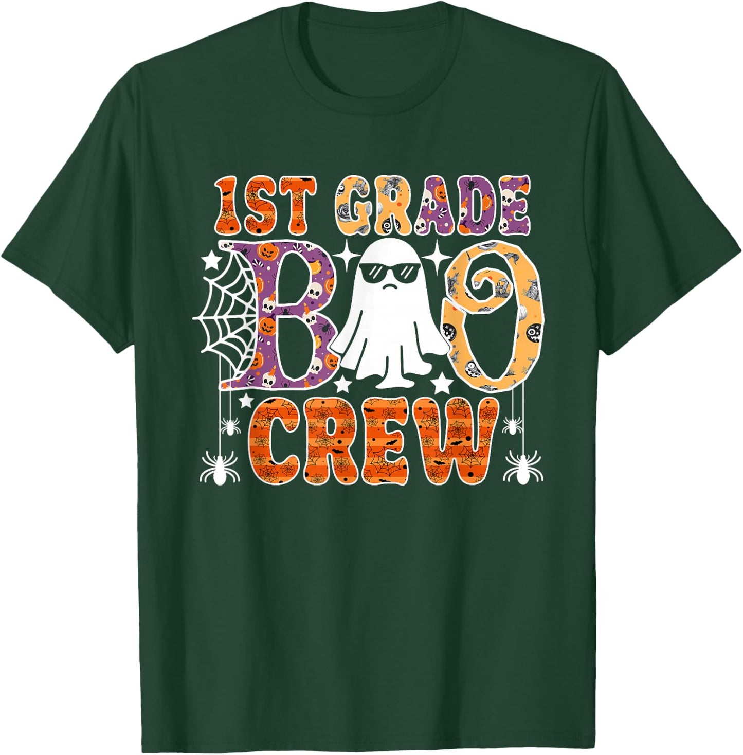 1st Grade Boo Crew Funny Halloween Teachers Students T-Shirt - T-Shirt | Forest