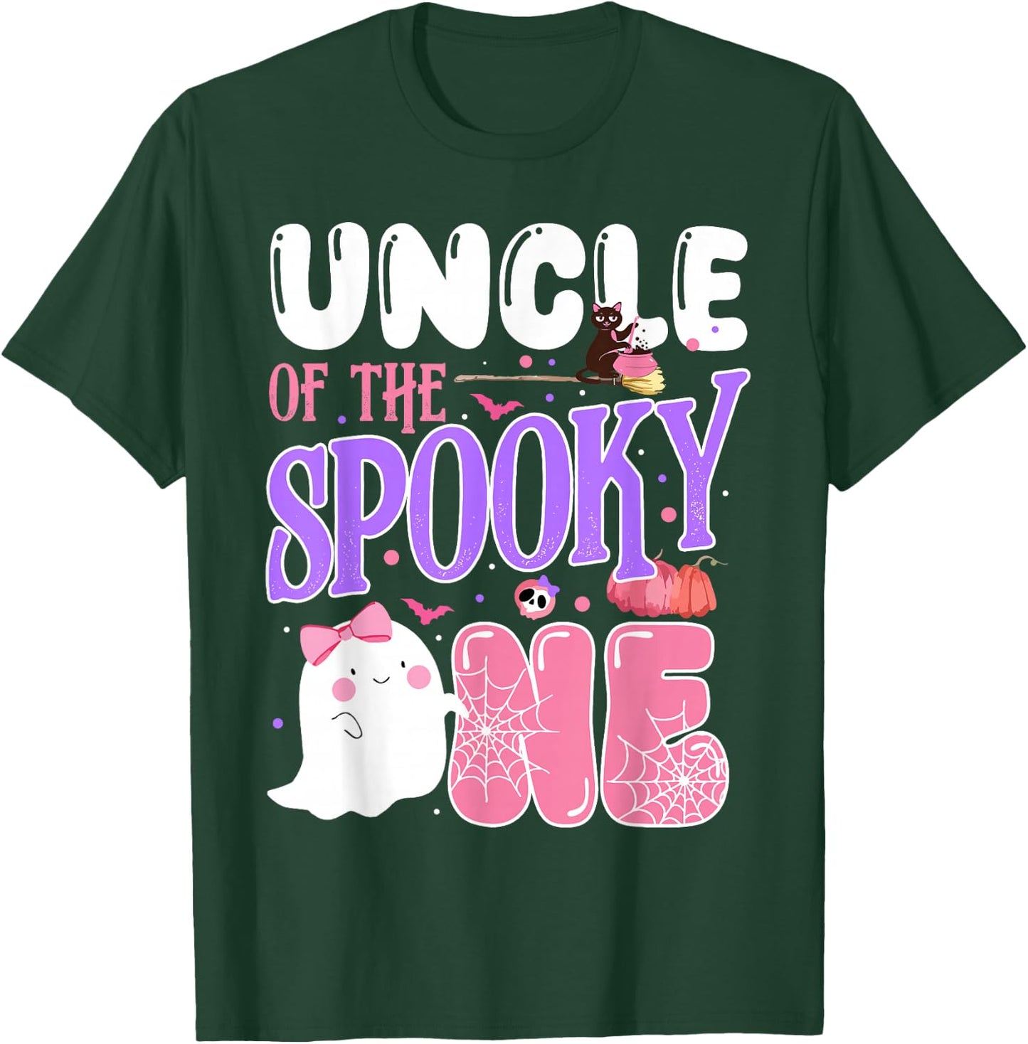 Uncle Of The Spooky One 1st Birthday Halloween Pink Ghost T-Shirt - T-Shirt | Forest