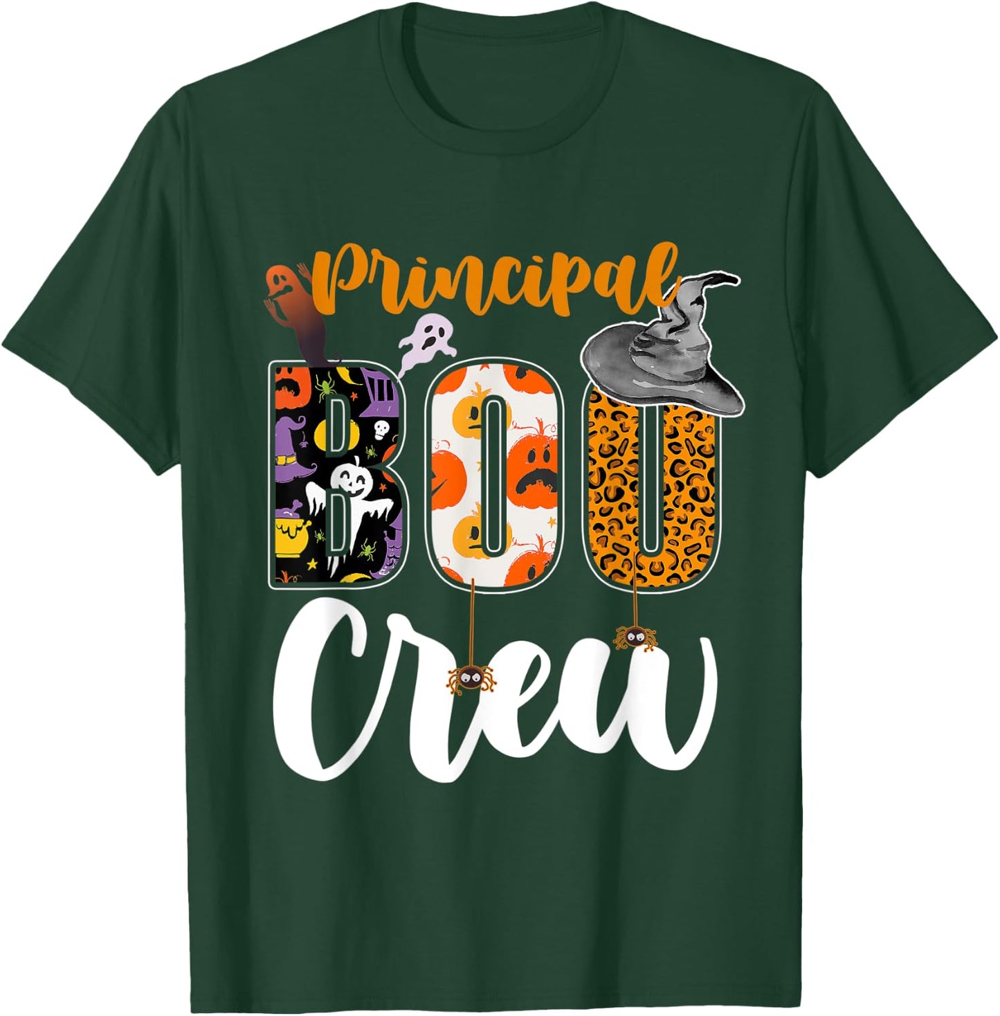 Principal Boo Crew Ghost Halloween Teachers School Matching T-Shirt - T-Shirt | Forest