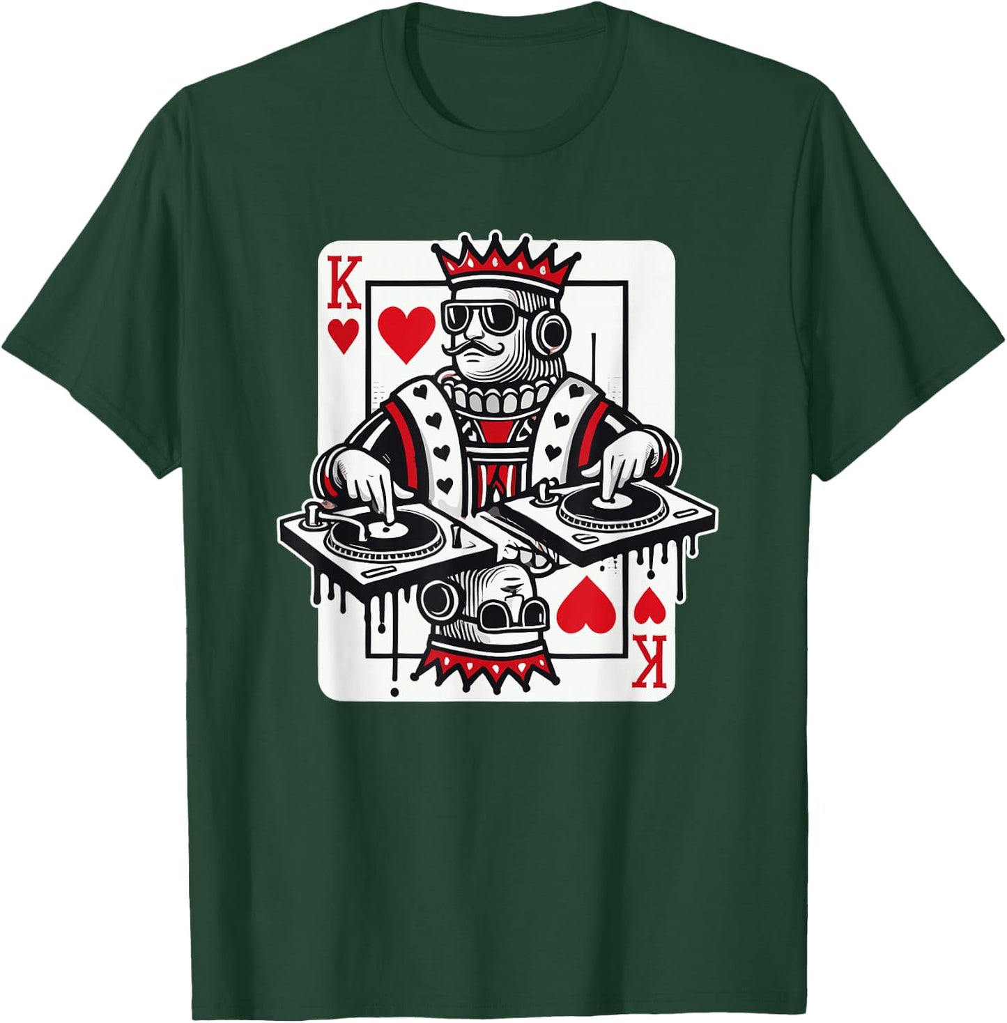 King Card Hearts Clubbing Disco Techno Outfit DJ King Card T-Shirt - T-Shirt | Forest