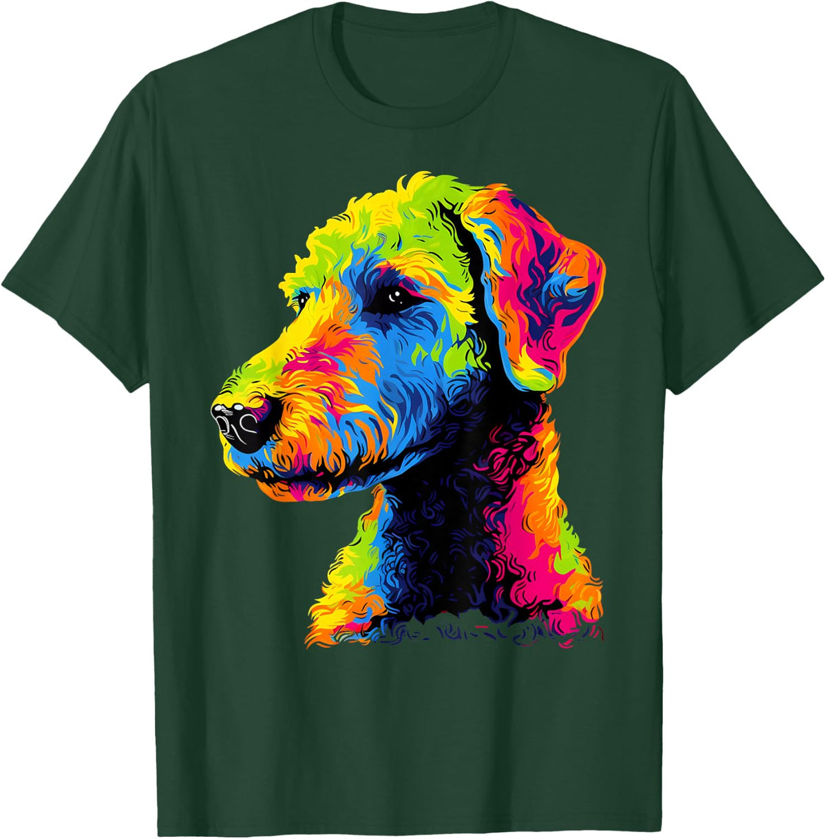 Bedlington Terrier Face Colorful Dog Lover Cute Puppy Black Women Kids T-Shirt - T-Shirt | Forest