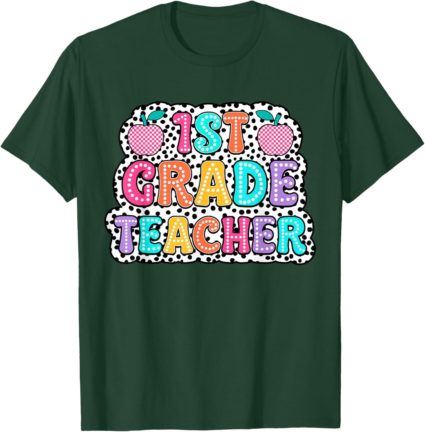 First Day of First Grade Back To School Groovy Dalmatian Dot T-Shirt - T-Shirt | Forest