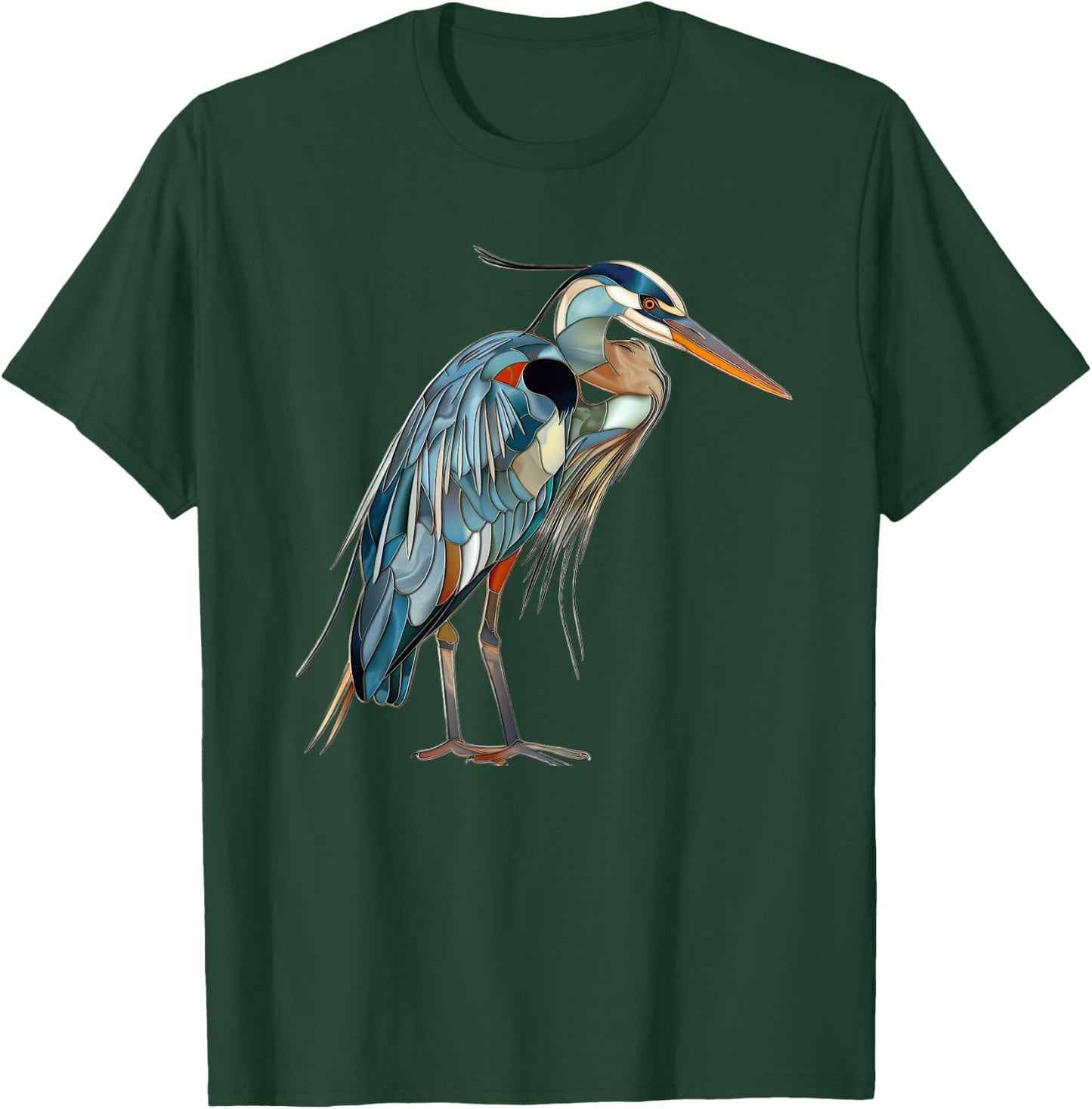 Great Blue Heron Stained Glass T-Shirt - T-Shirt | Forest