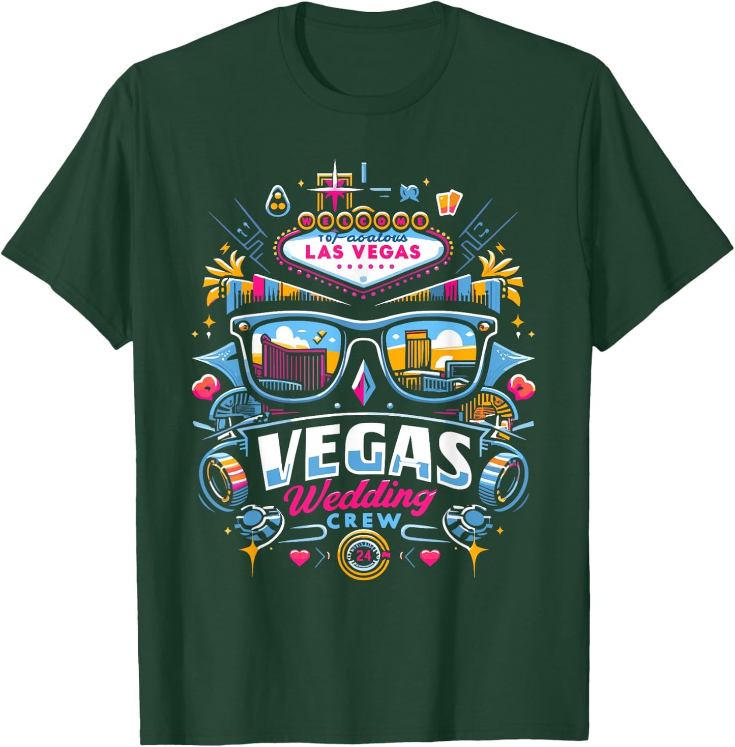 Vegas Wedding Crew Shirt Married in Vegas Vegas Wedding T-Shirt - T-Shirt | Forest