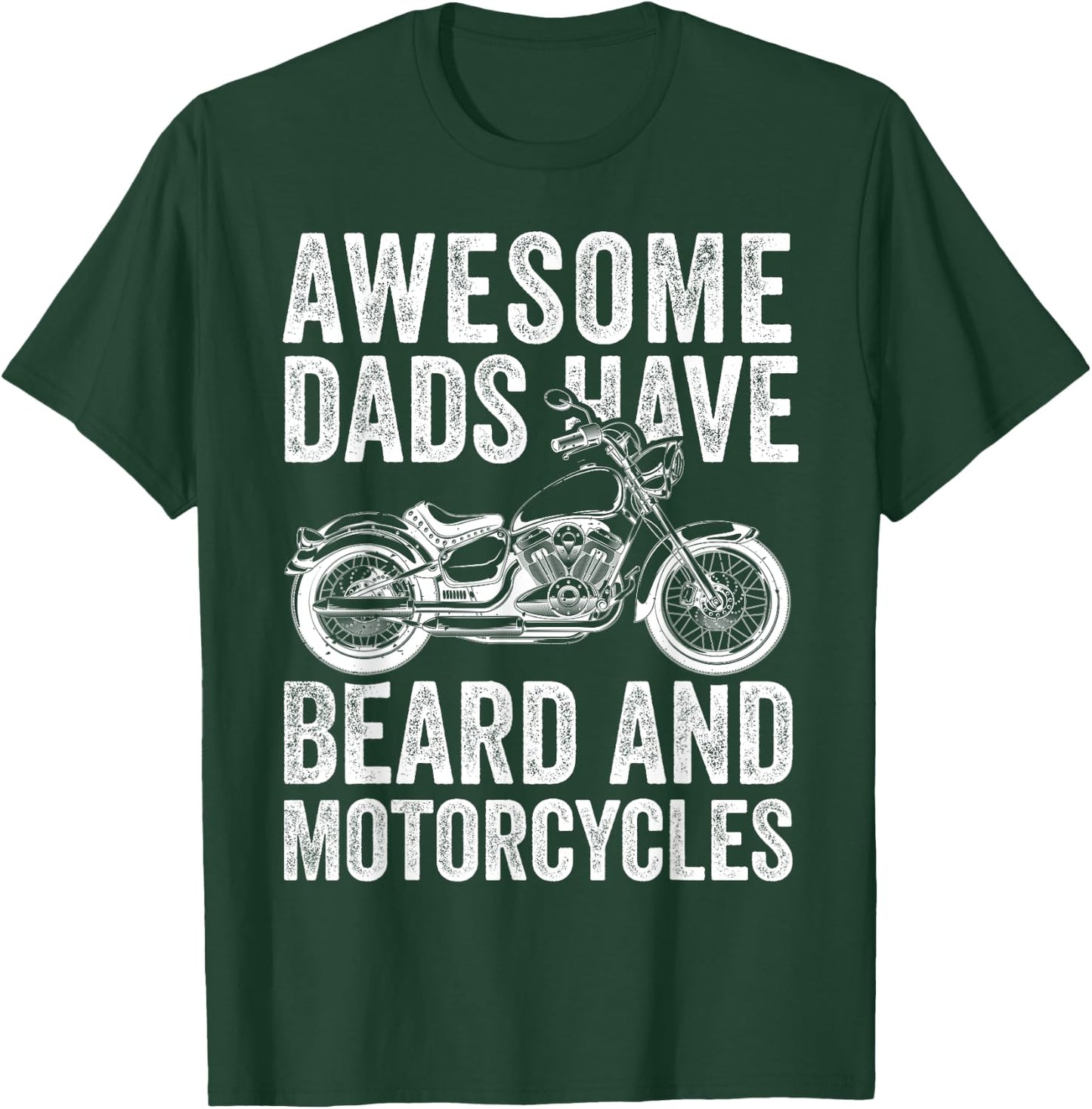 Awesome Dads Have Tattoos & Beards Motorcycle Father's Day T-Shirt - T-Shirt | Forest