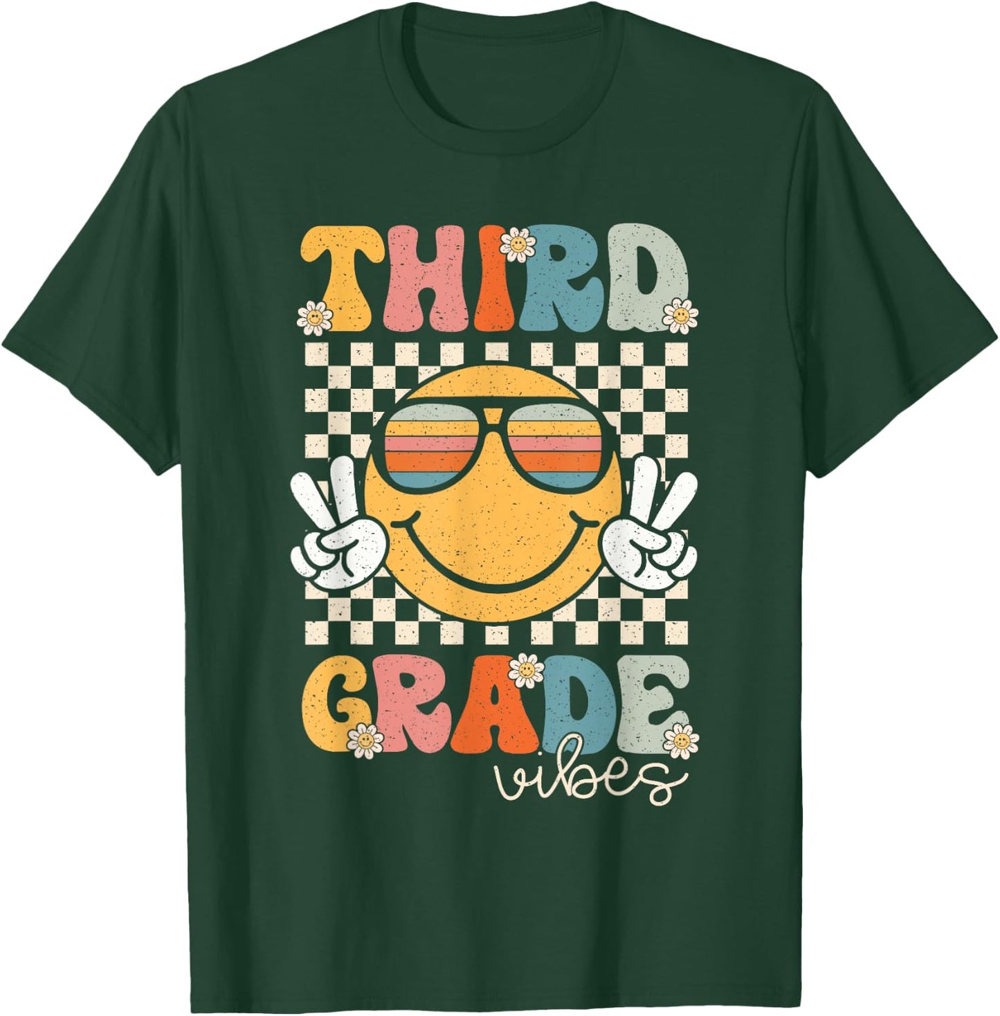 Third Grade Vibes Smile First Day of School 3rd Grade Team T-Shirt - T-Shirt | Forest